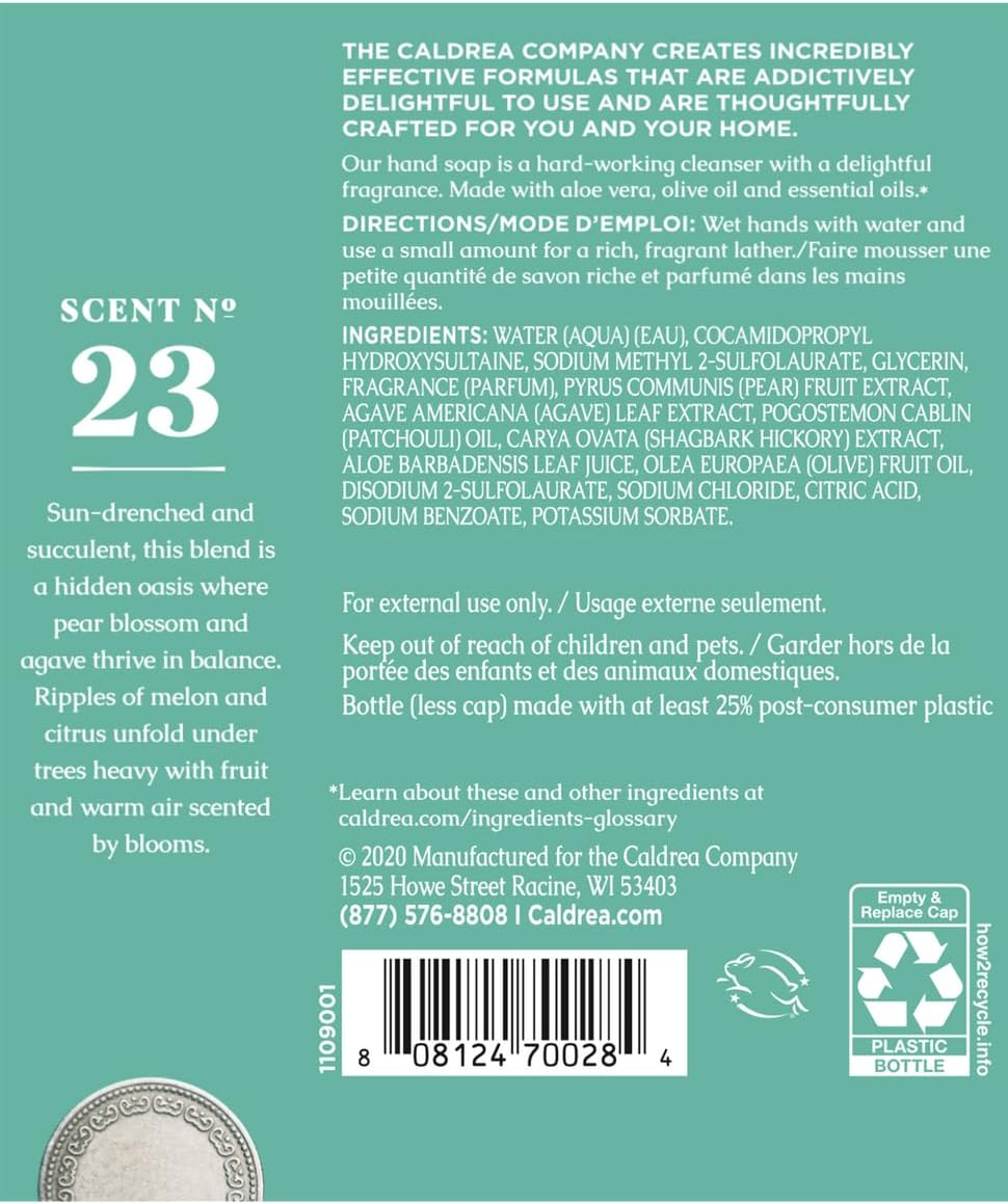 Caldrea Hand Soap Refill, Pear Blossom Agave, 32 Oz image number 3