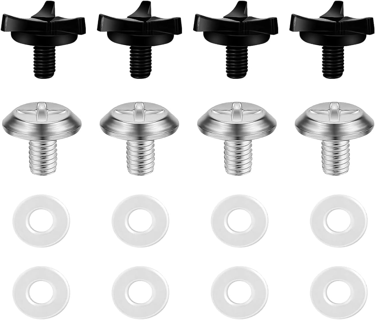 8Pcs Motorcycle Helmet Visor Screws with Rubber Washers & Visor Clips, Stainless Steel Helmet Accessories for Motorcycle/Dirt Bike/Atv Helmets (Black, Silver) image number 3