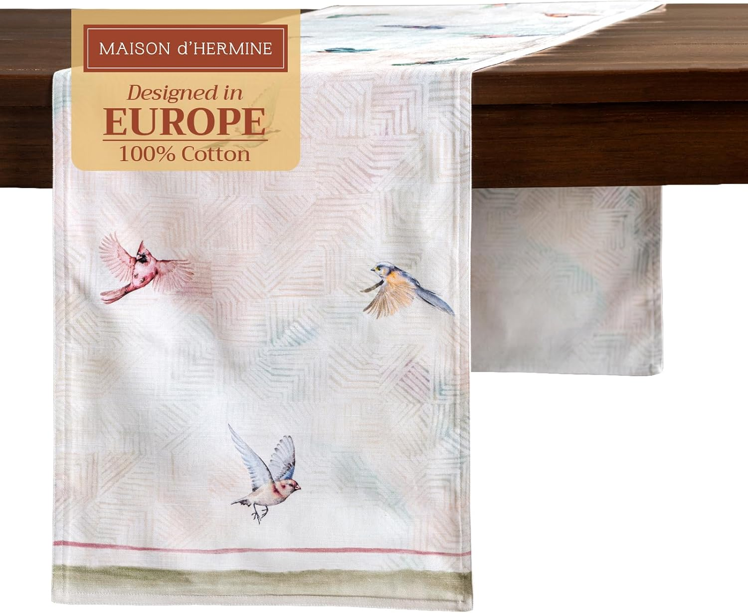 Maison D'Hermine Table Runner 100% Cotton Double Layer Table Runners 72 Inches Long Decorative for Home Kitchen Dining Party Baby Shower Wedding Bridal Shower Spring Summer (Marquise, 14.50" X 72")