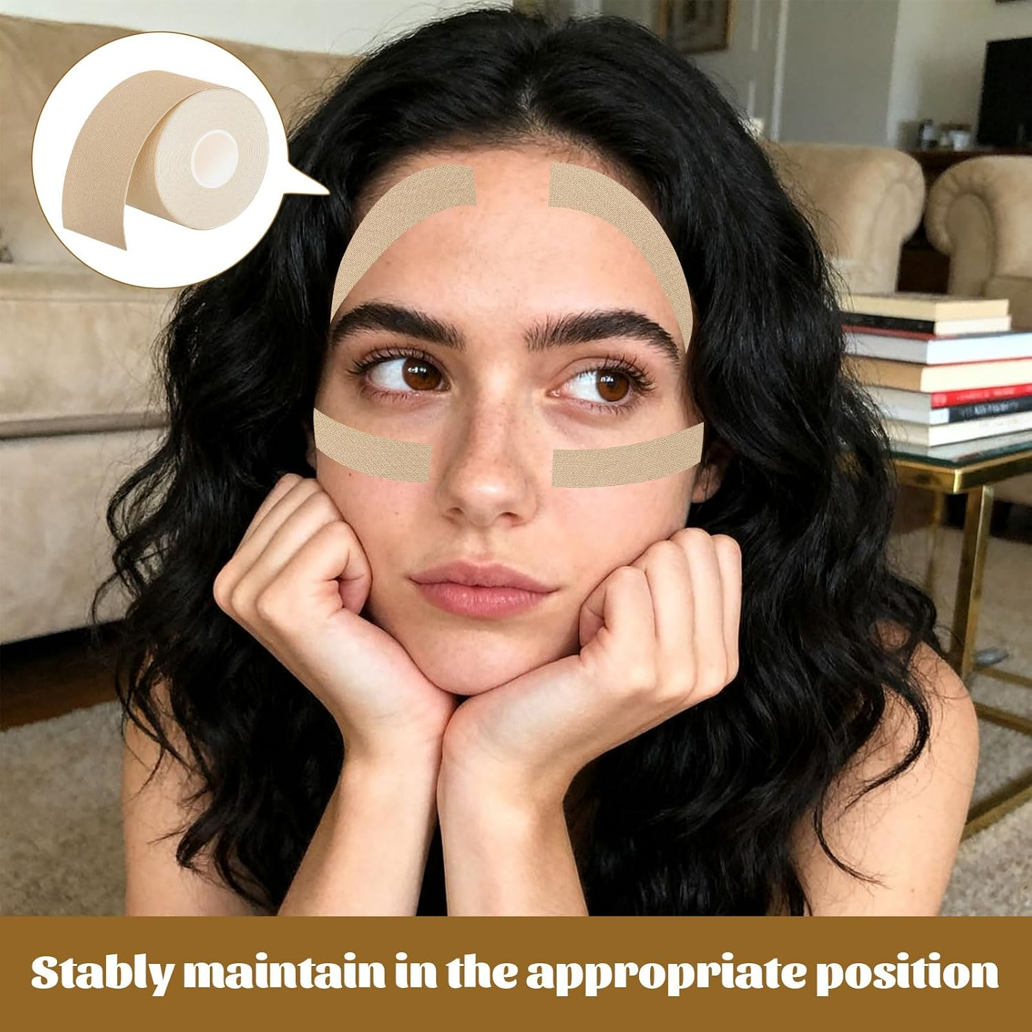 Face Tape for Wrinkles, Kinesiology Tape, Forehead Wrinkle Patches, Natural Kinesiology Strips, Tape for Fine Lines, Wrinkles Reduction, anti Wrinkle Patches, Sagging Skin, Crow'S Feet(2.5Cm X 5M) image number 5