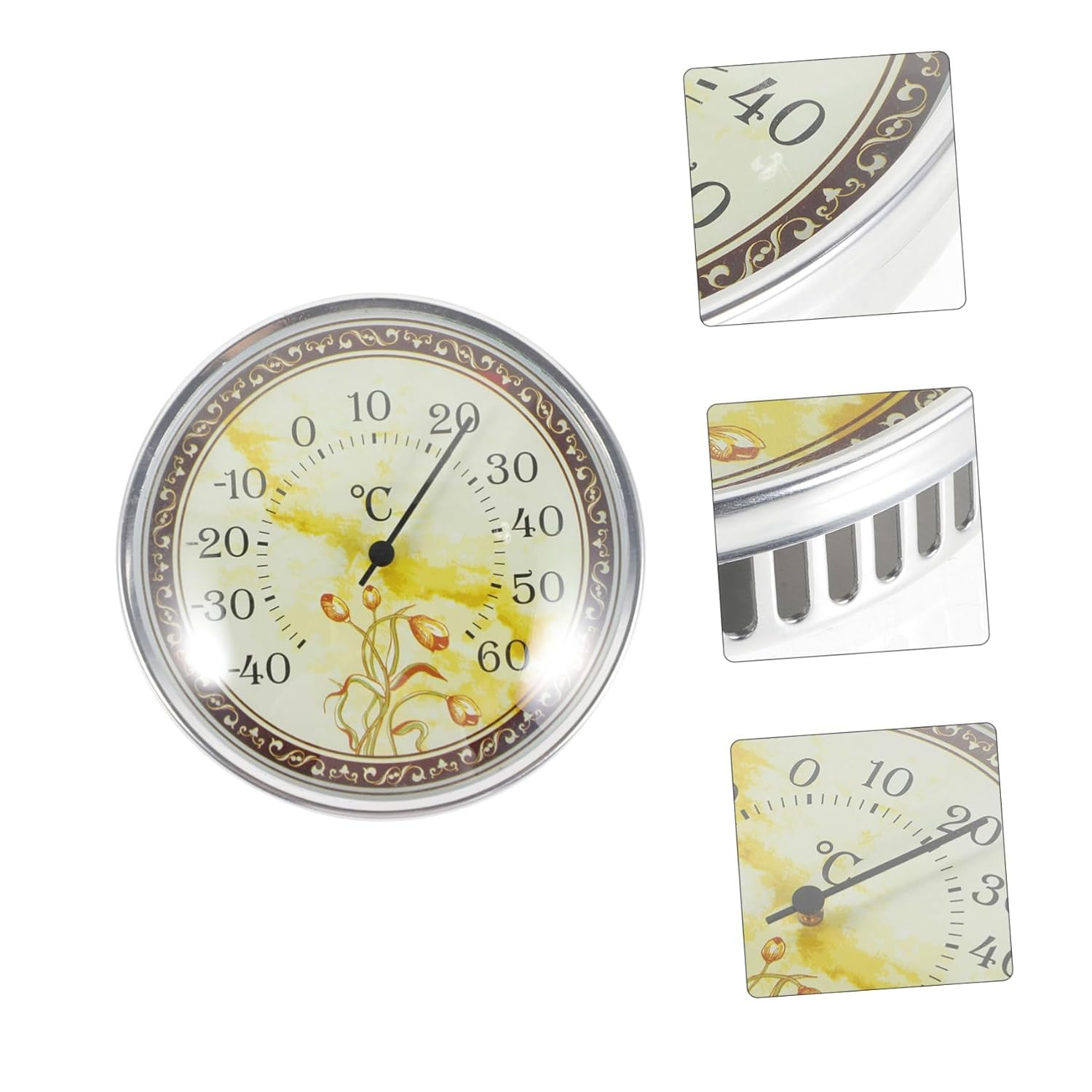 Abaodam Indoor Room Thermometer and Sauna Temperature Gauge Wall-Mounted High Precision Analog Thermometer Tulip Pattern for Nursery and Home Environment Monitoring image number 3