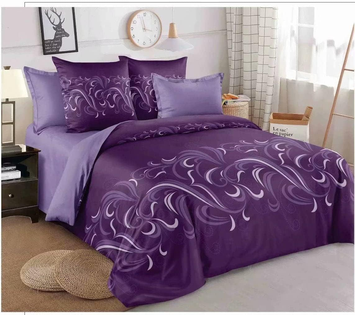 Purple Pattern Quilt Doona Duvet Cover Set Single Double Queen King Size Available Double, 2 Pillow Cases