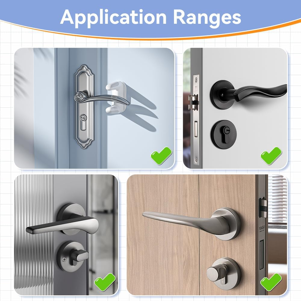 SAFELON 2 PCS Baby Safety Door Lever Locks, Door Handle Locks for Childproof & Petproof, Invisible Switch to Prevent Children from Opening the Door, No Screws or Drill (White) image number 6