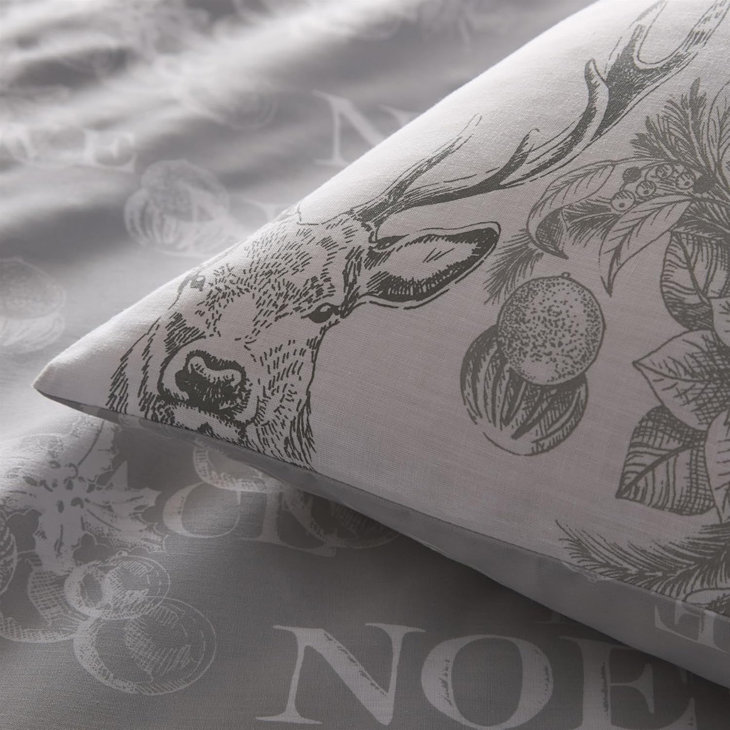 Simply Charlotte Santa Joy Double Bed Duvet Cover Set Christmas Xmas Bedding Bed Set Grey image number 2