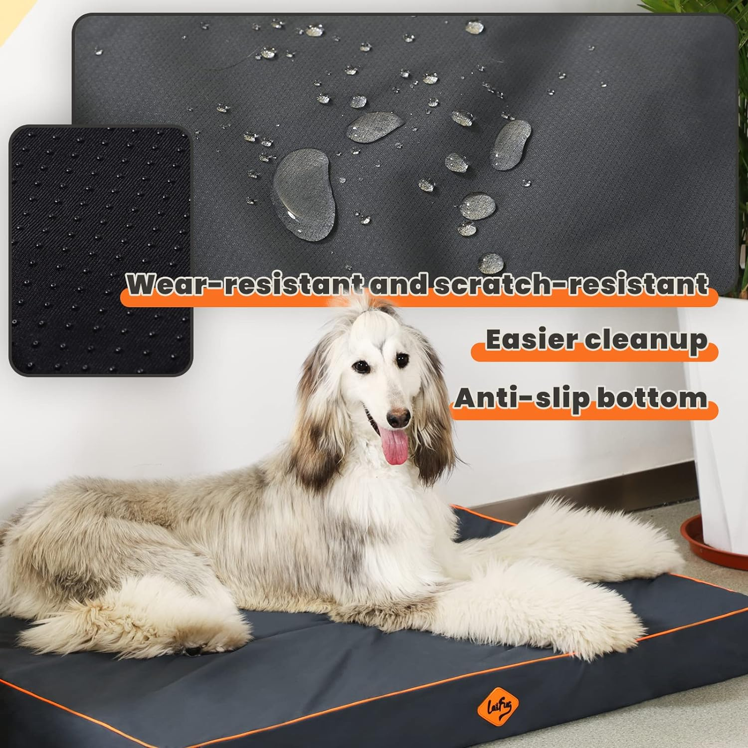Laifug Outdoor Waterproof Dog Bed for Small, Medium and Large Dogs - Dog Bed Washable, Jacket Fabric, Egg Orthopedic Foam Pet Dog Bed with Removable Durable Cover and Non-Slip Bottom