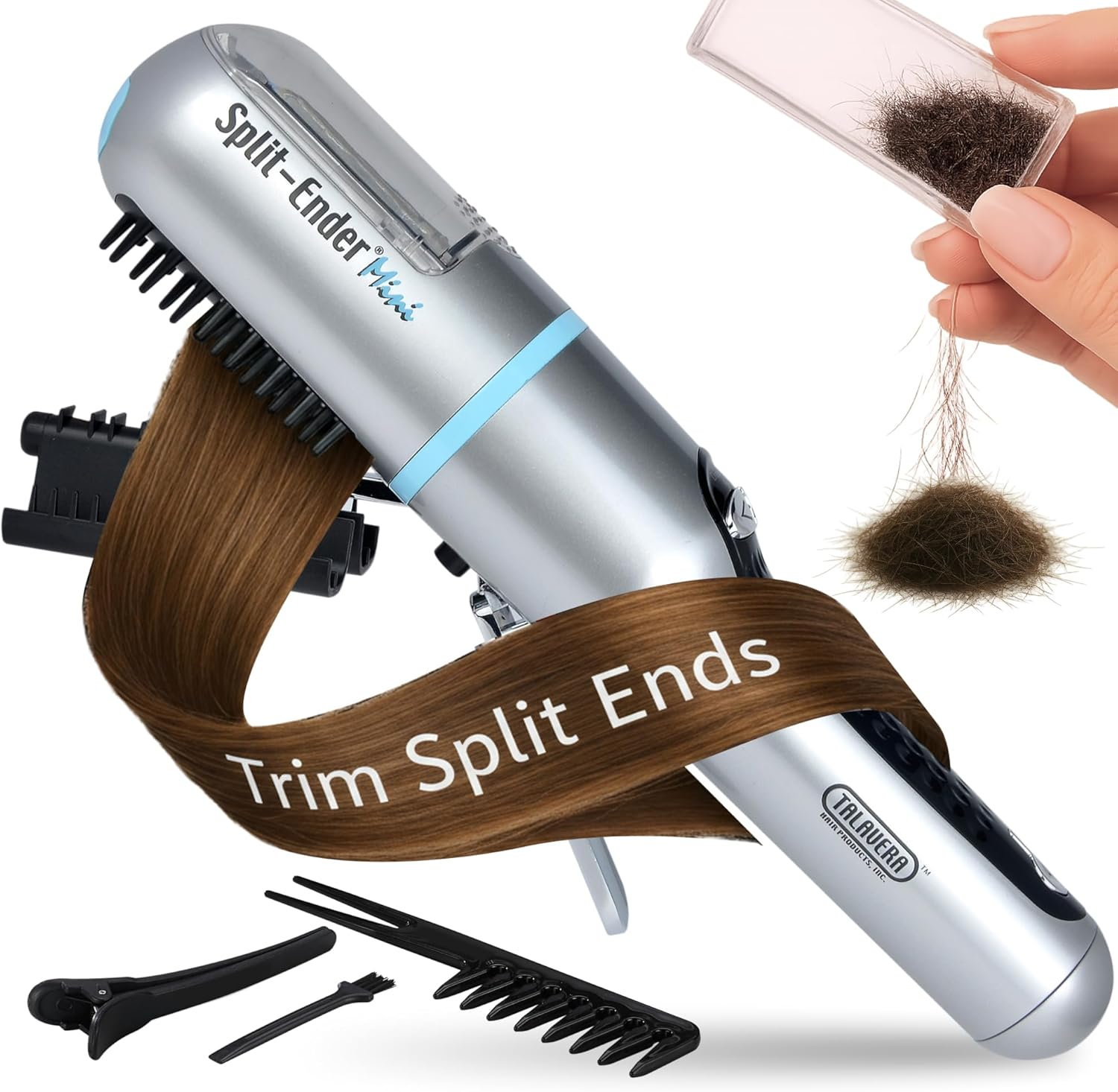 Split Ender Mini Cordless Split End Hair Trimmer for Dry, Damaged and Brittle Split Ends Blue