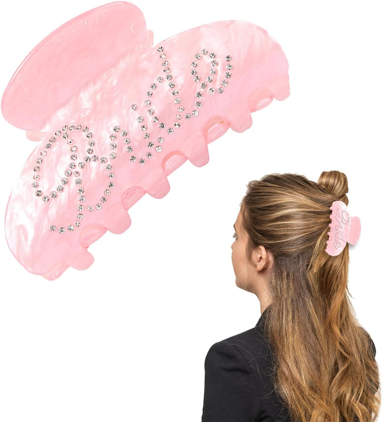 Bride Claw Hair Clip,​ Bride White Acrylic Hair Clips with Rhinestone Logo, Bachelorette Party Wedding Birthday Banana Barrettes Hair Decorations for Girl, Trendy Bridal Claws(White)