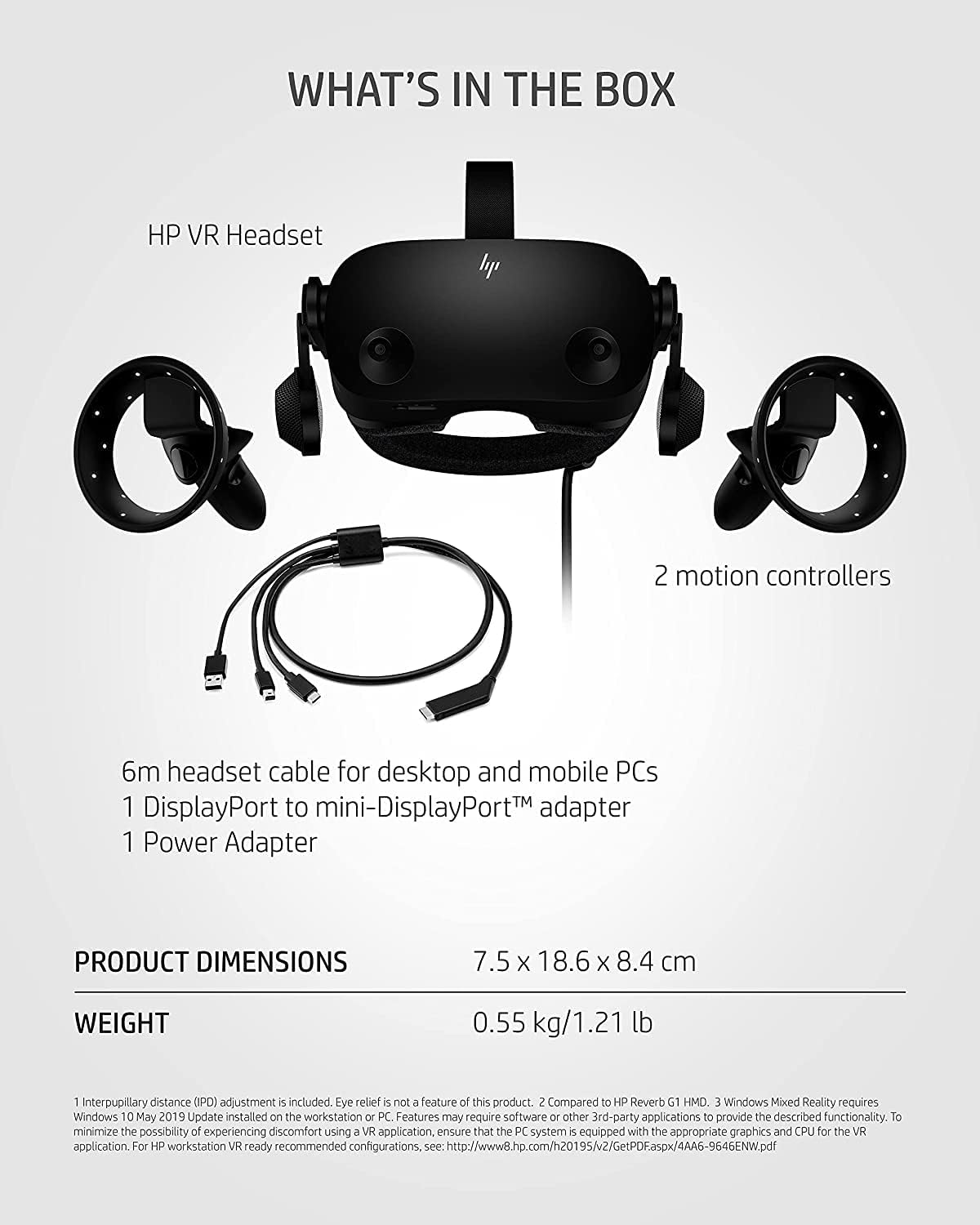 HP 2022 Newest Reverb G2 Virtual Reality Headset for Windows 10, Compatible with PC, Black