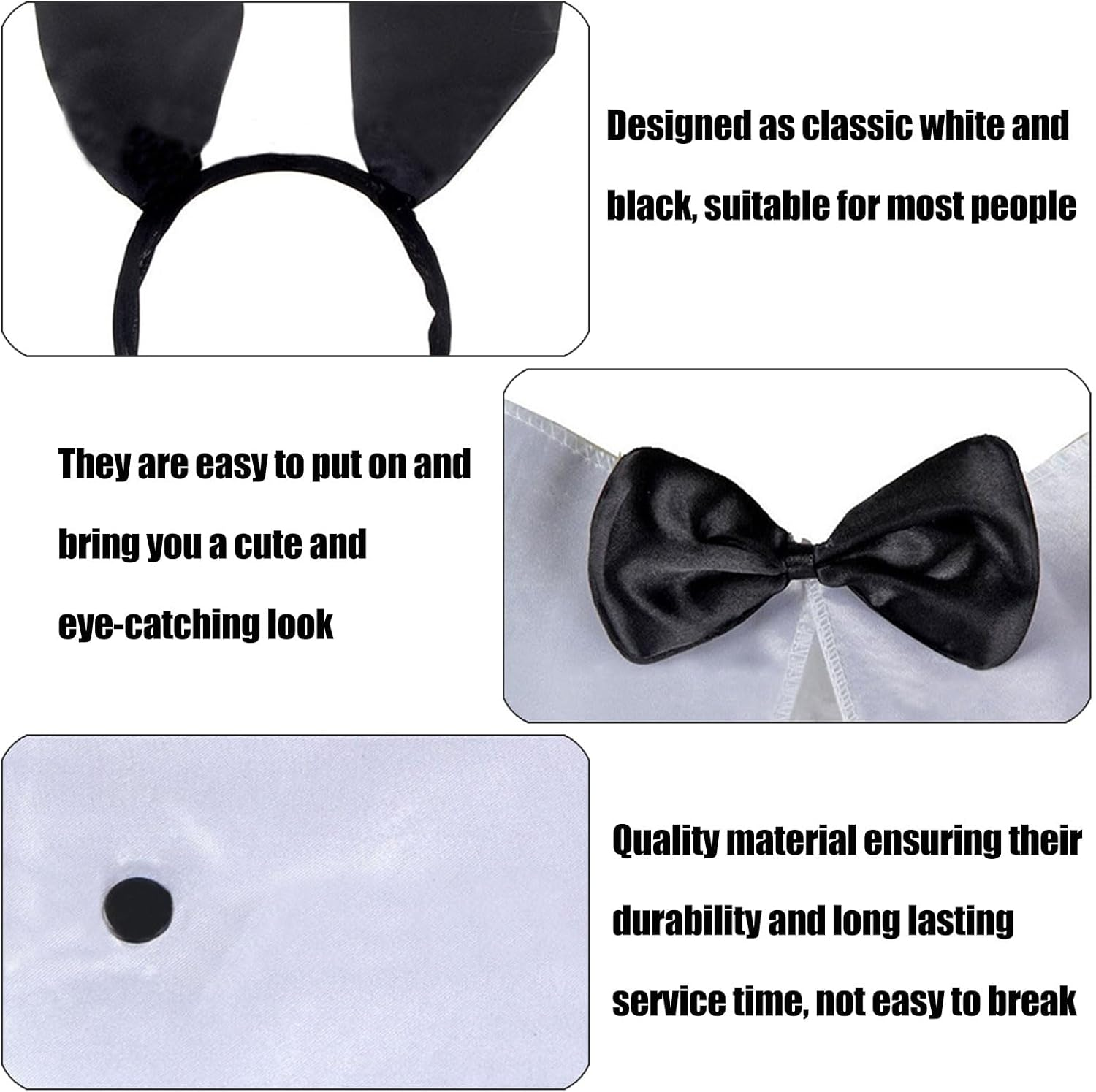 5-Piece Women'S Bunny Accessory Set, Bunny Costume, Bunny Ears, Headband, Rabbit Cosplay Set, Rabbit Ears and Tail Set, Easter Rabbit Ears, Headband, Rabbit Ears, Headband, Bow Tie Tail image number 5