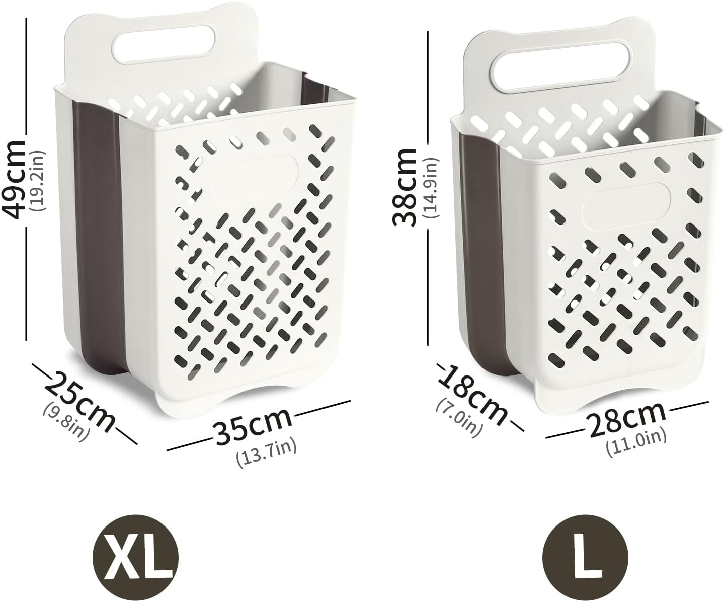 CASONNIK Laundry Hamper，2 Packs Large Laundry Basket, Foldable Laundry Basket Plastic,Wall Hanging Storage Basket，Multi-Function Storage for Bedroom and Bathroom