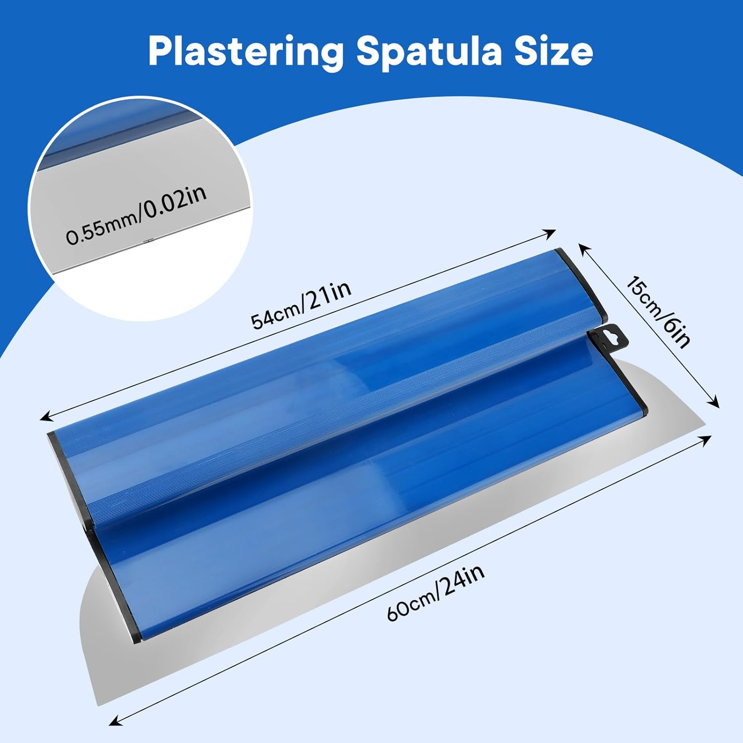 Drywall Skimming Blade, 24" / 60Cm Stainless Steel Drywall Tools Smoothing Spatula Drywall Knife for Home Improvement Wall Decoration Construction Tool image number 4