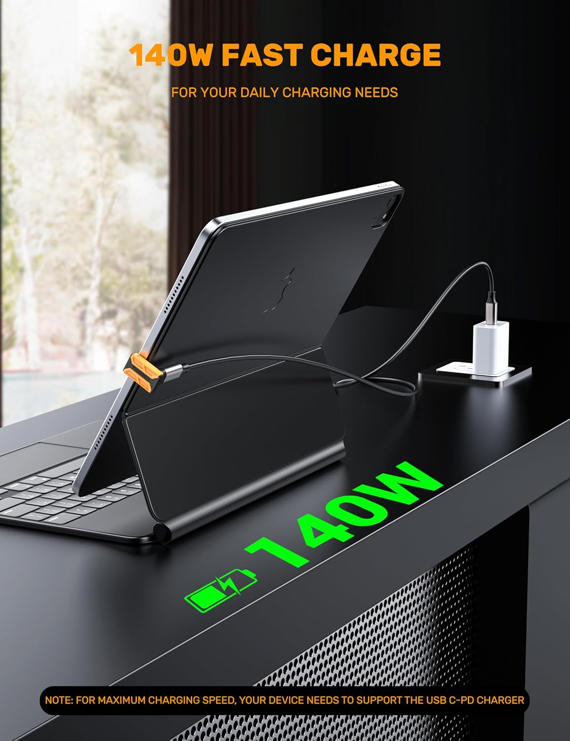 MOGOOD 180 Degree U Shape USB-C Male to USB-C Female Adapter with PD 140W/40 Gbps, USB-C 180 Extender for Steam Deck/Switch/Laptop/Tablet/Phone