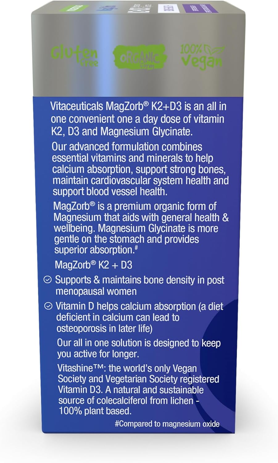 Magzorb K2 + D3 + Magnesium by Vitaceuticals | Daily Support for Bones, Heart, Muscles & Immunity | 60 Tablets | Made in Australia image number 3