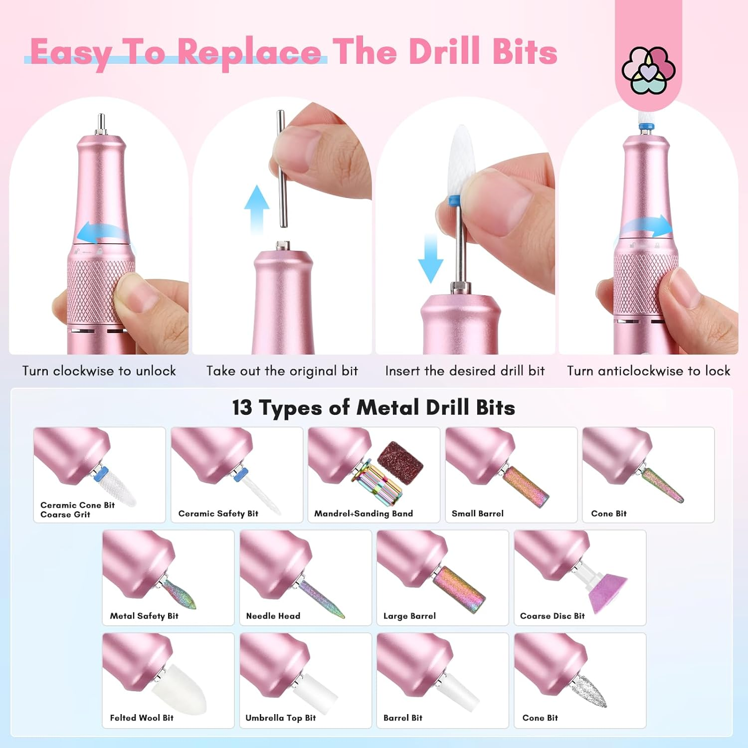 Saviland Portable Electric Nail Drill - 35000 RPM Electric Nail File for Acrylic Nails Professional with Ceramic Corn Head Nail Drill Bits for Nails Manicure Tools and Pedicure Kit Salon Use image number 1