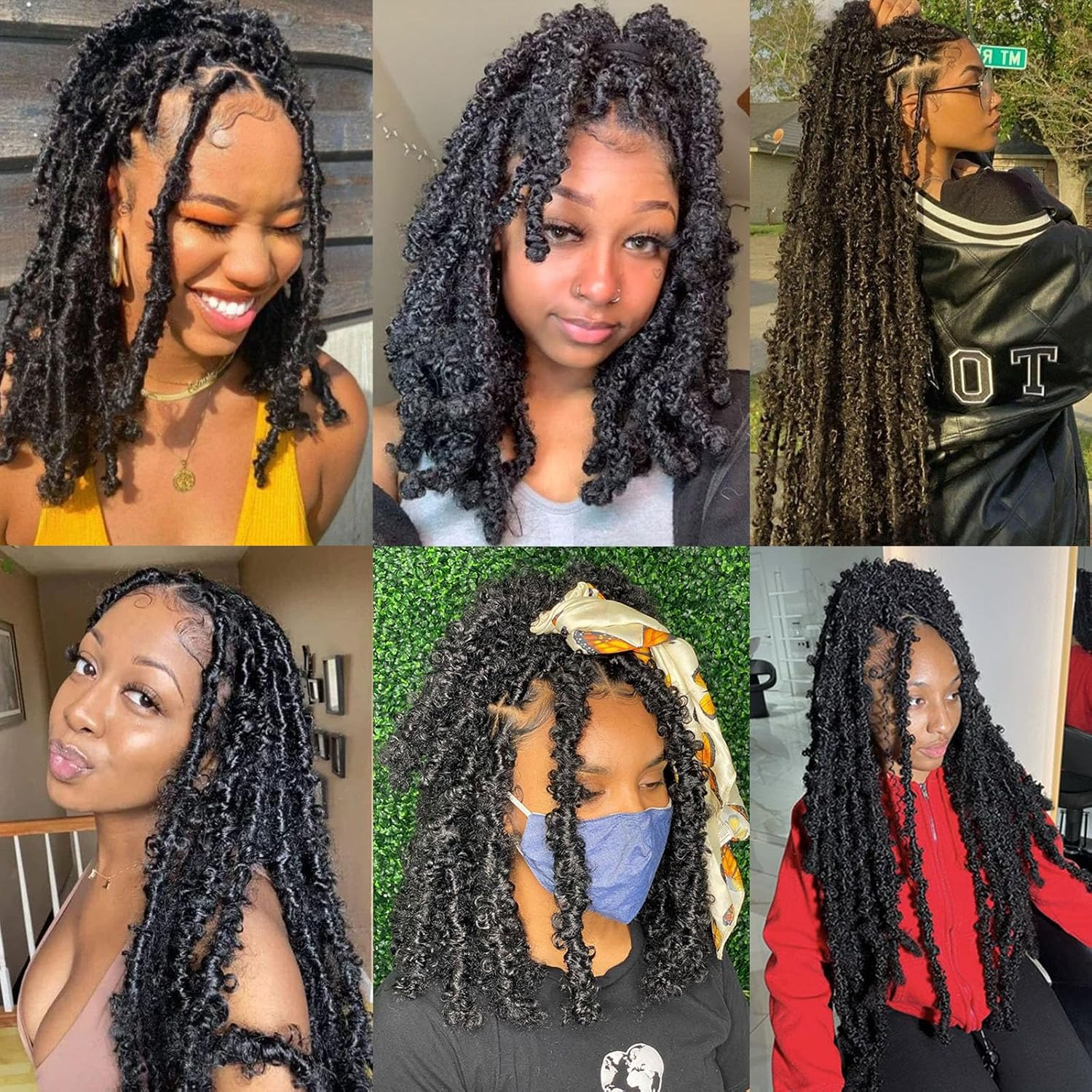 Samtress Long Distressed Locs Crochet Braids 30 Inch Black Butterfly Faux Locs Crochet Hair 6 Packs Pre Looped Soft Locs Crochet Braids Hair Extensions for Women (#1B) image number 2