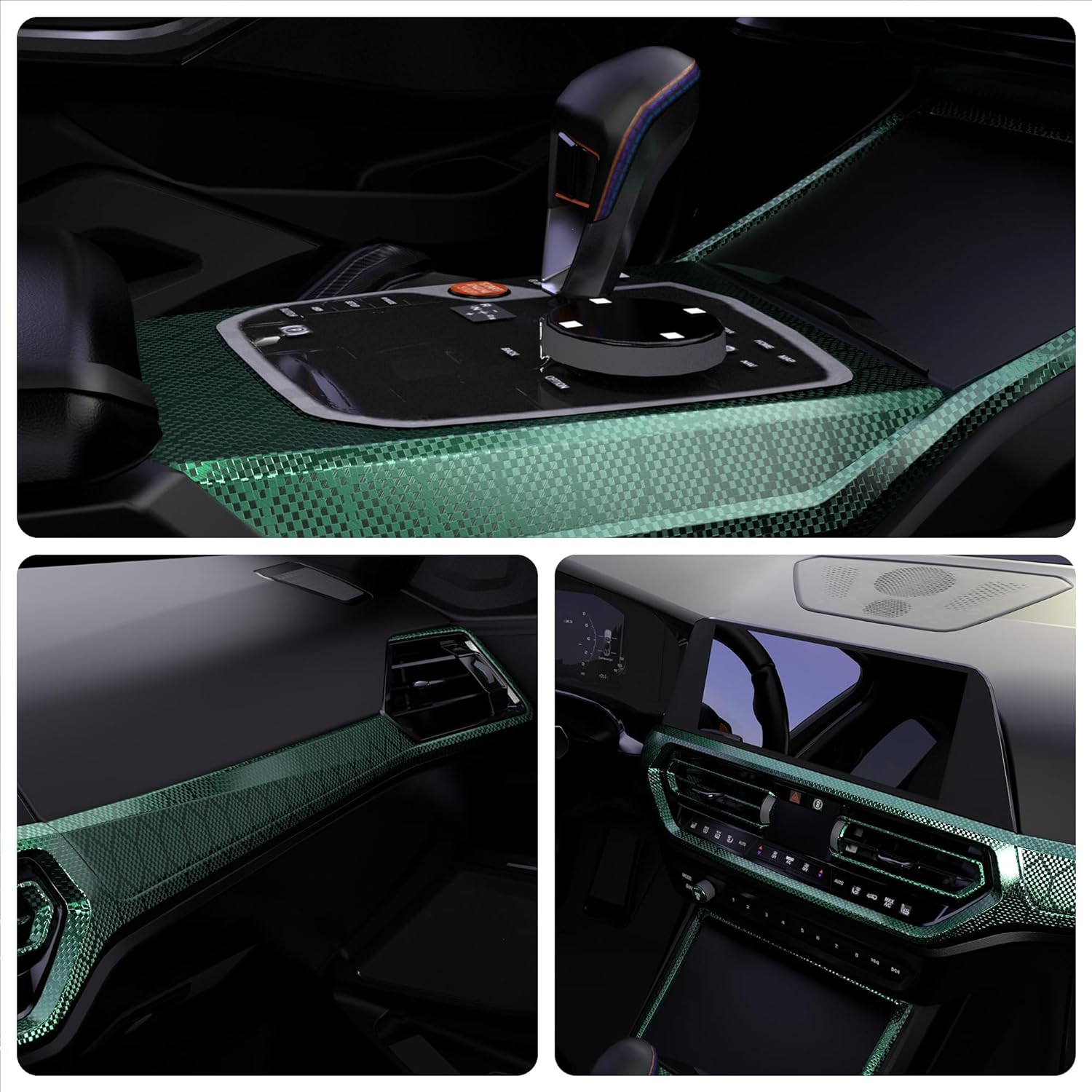 Lypumso Honeycomb Carbon Fiber Vinyl Wrap, Chrome Hexagon Cast Vinyl Film for Almost Cars and Motorcycles Exterior Interior, Self-Adhesive Car Wrap Stickers (Green, 1Ft X 10Ft) image number 2