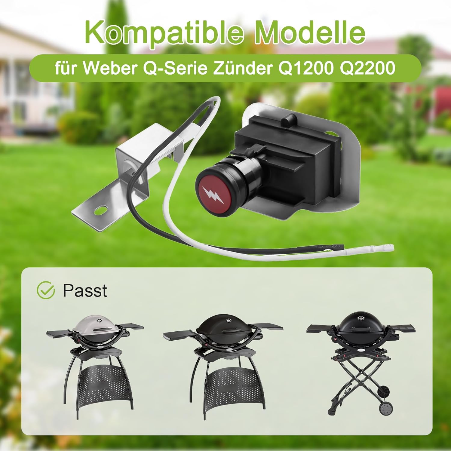 Electronic Igniter Kit for Weber Q1200 Q2200 64868, Replacement Ignition Kit with Front Burner Knobs, Grill Lighter for Weber Grill, Gas Grill Replacement Parts image number 6