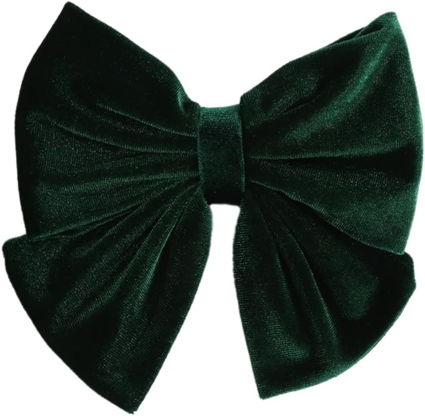 Whakano Velvet Hair Bow Elegant Hair Clips for Women, Clips Hair Clips, French Hair Jewellery Headpiece for Women, Hair Accessory, for Party, Wedding, Makeup, Dark Green