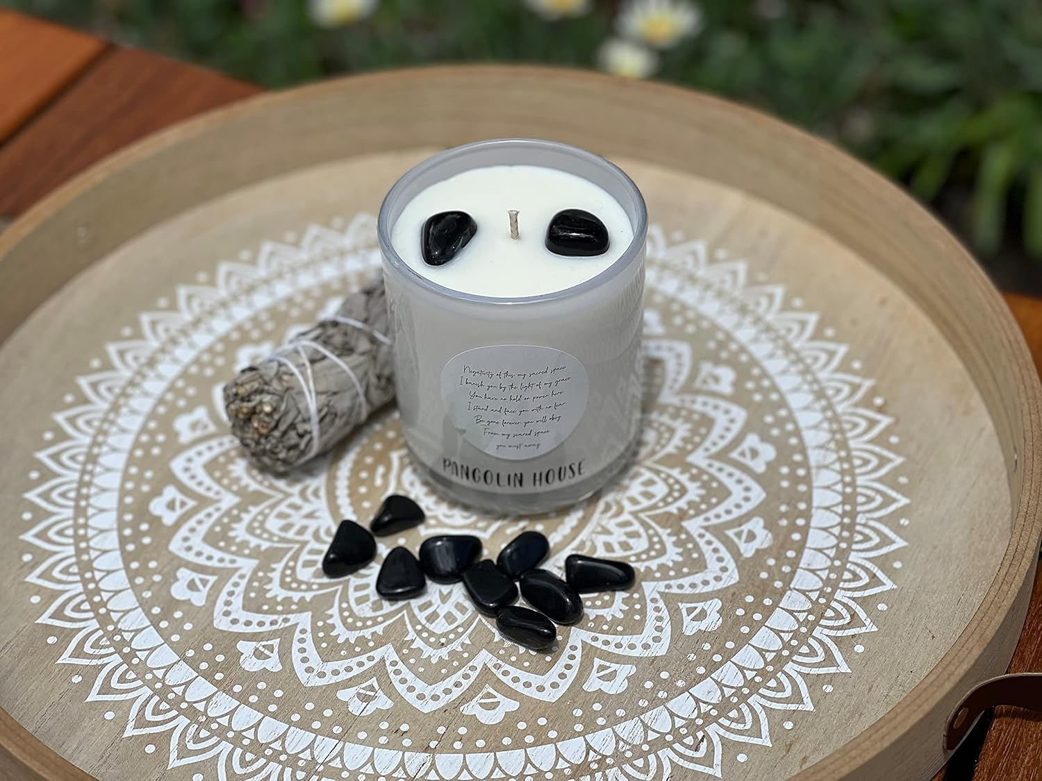 Pure Sage Candles with Black Obsidian Crystals. Absorb Negative Energy Provide Protection and Space of Tranquillity. Natural Soy Wax. Aromatherapy Meditation Essential Oils image number 5