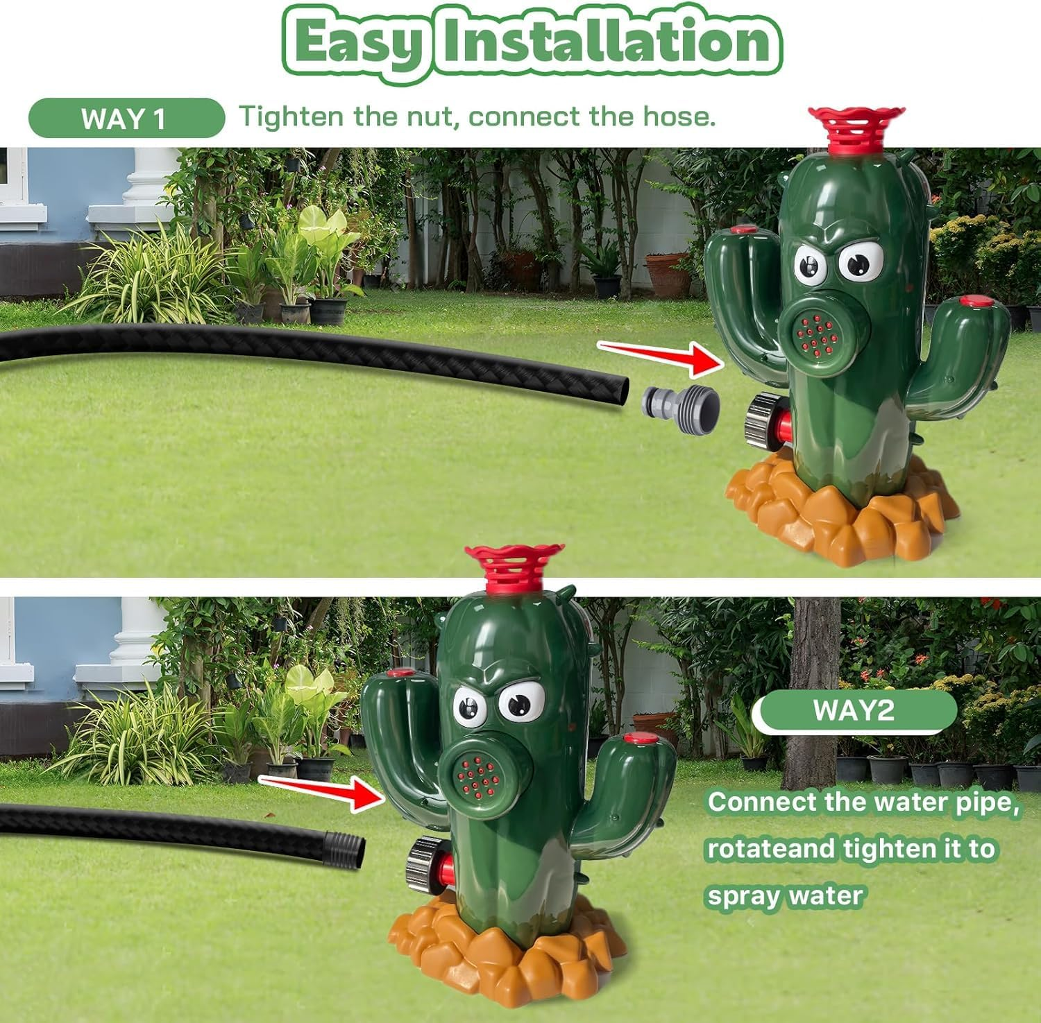 2 in 1 Water Baseball Cactus Toy, Outdoor Water Toys for Kids Ages 3 4 5 6 7 8, Summer Outdoor Backyard Lawn Games, Practice Baseballs, Attaches to Garden Hose, Boys Girls Gift image number 2