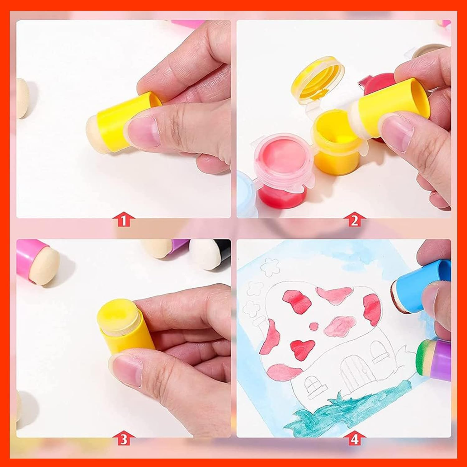 Xinghonyac 30 Pcs Finger Sponge Daubers, Finger Painting Sponge, round Sponge Brushes, Finger Paint Doodle Sponge for Handmade DIY, Painting Production, Hand-Painted Handbook image number 5