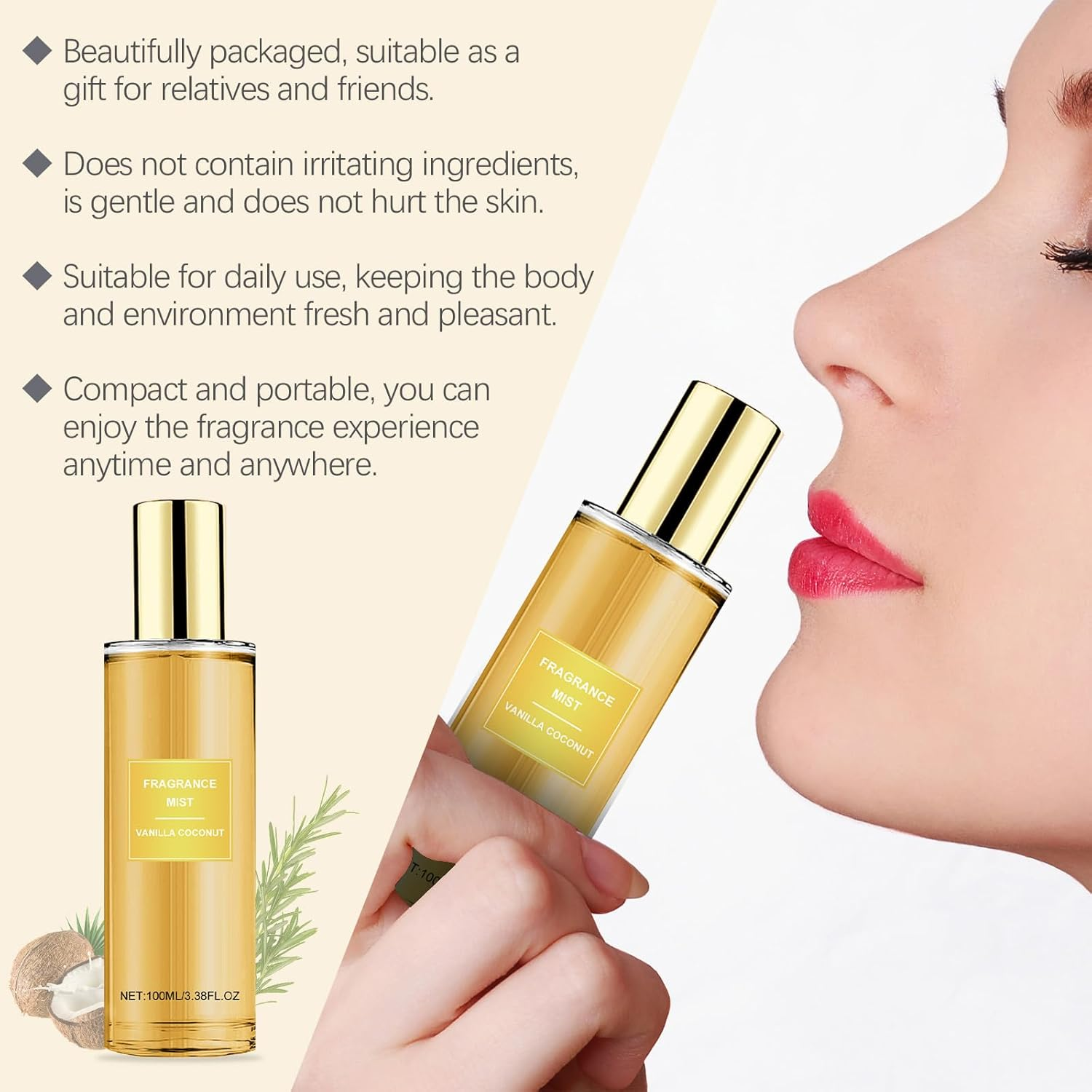 Vanilla Coconut Fragrance Mist &ndash; Long-Lasting Perfume Spray for Women & Men, Sweet Scented Body & Hair Mist with Natural Oils, Lightweight Hydrating Perfume Ideal for Mom, Wife, Daughter, Friends (01) image number 5