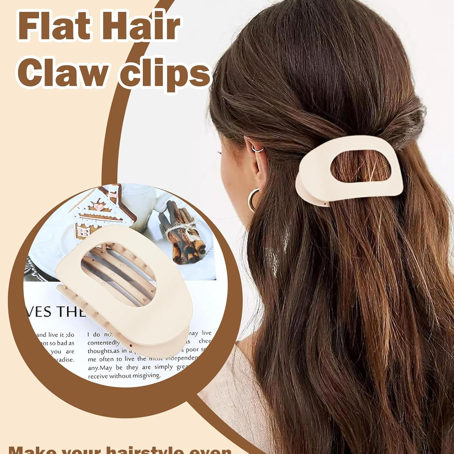 Set of 6 Hair Clips for Women Flat Hair Clips Women'S Hair Clip Inner Teeth Matte Strong Hold Side Curved Design for Thick and Thin Hair Lying and Driving image number 4