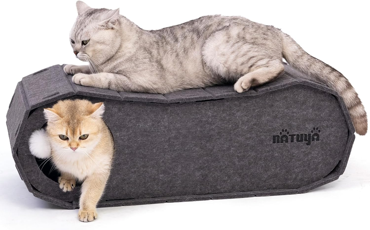 NATUYA Cat Scratching House,Cat Cave Bed for Indoor Cats, Cat Tunnel House for Multiple & Large Cats up to 10KG, Scratch Resistant Felt Cat Caves, Foldable Cat Hideaway Bed (70 X 29 X 24Cm，Black) image number 6