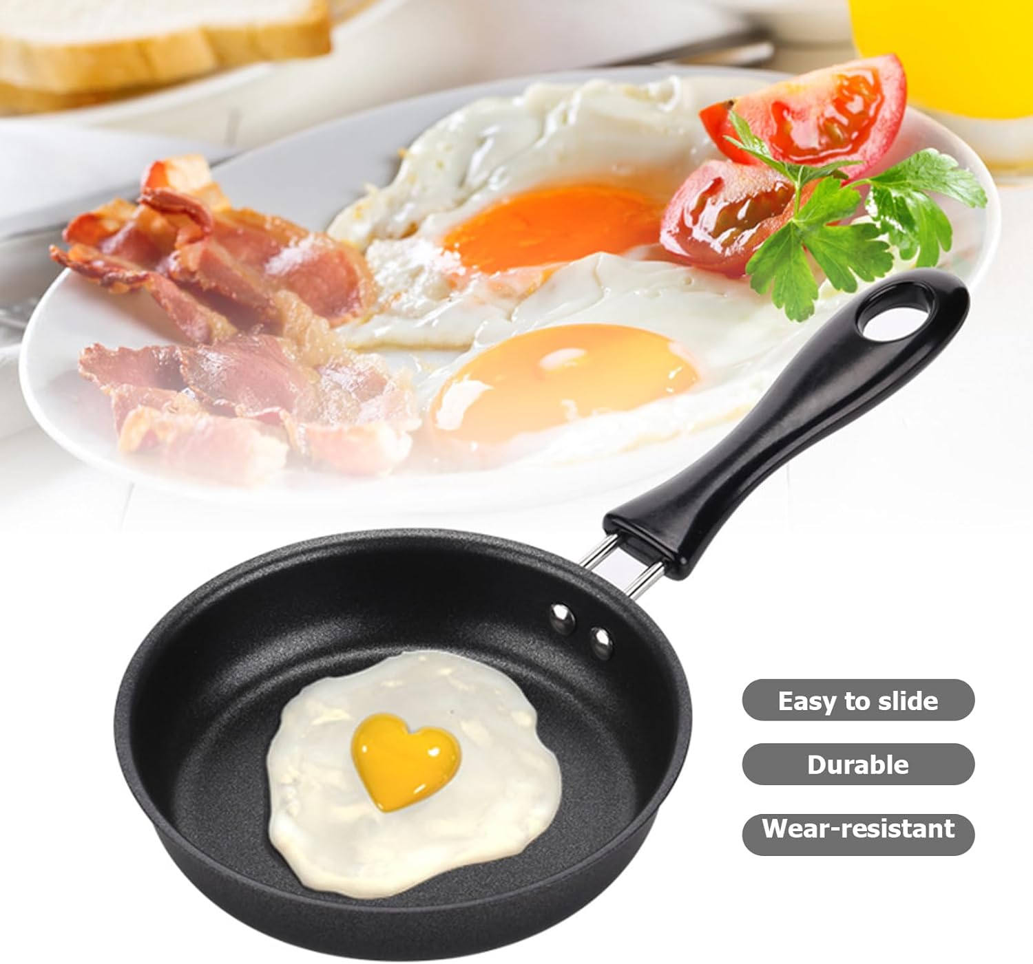 LIAMGUS Small Frying Pan, Mini Frying Pan for One Egg, Non-Stick Frying Pan, Egg Frying Pan, Mini Frying Pan, Portable Camping Cooking Omelet Pan for Gas Stove Induction Hob (12Cm) image number 6