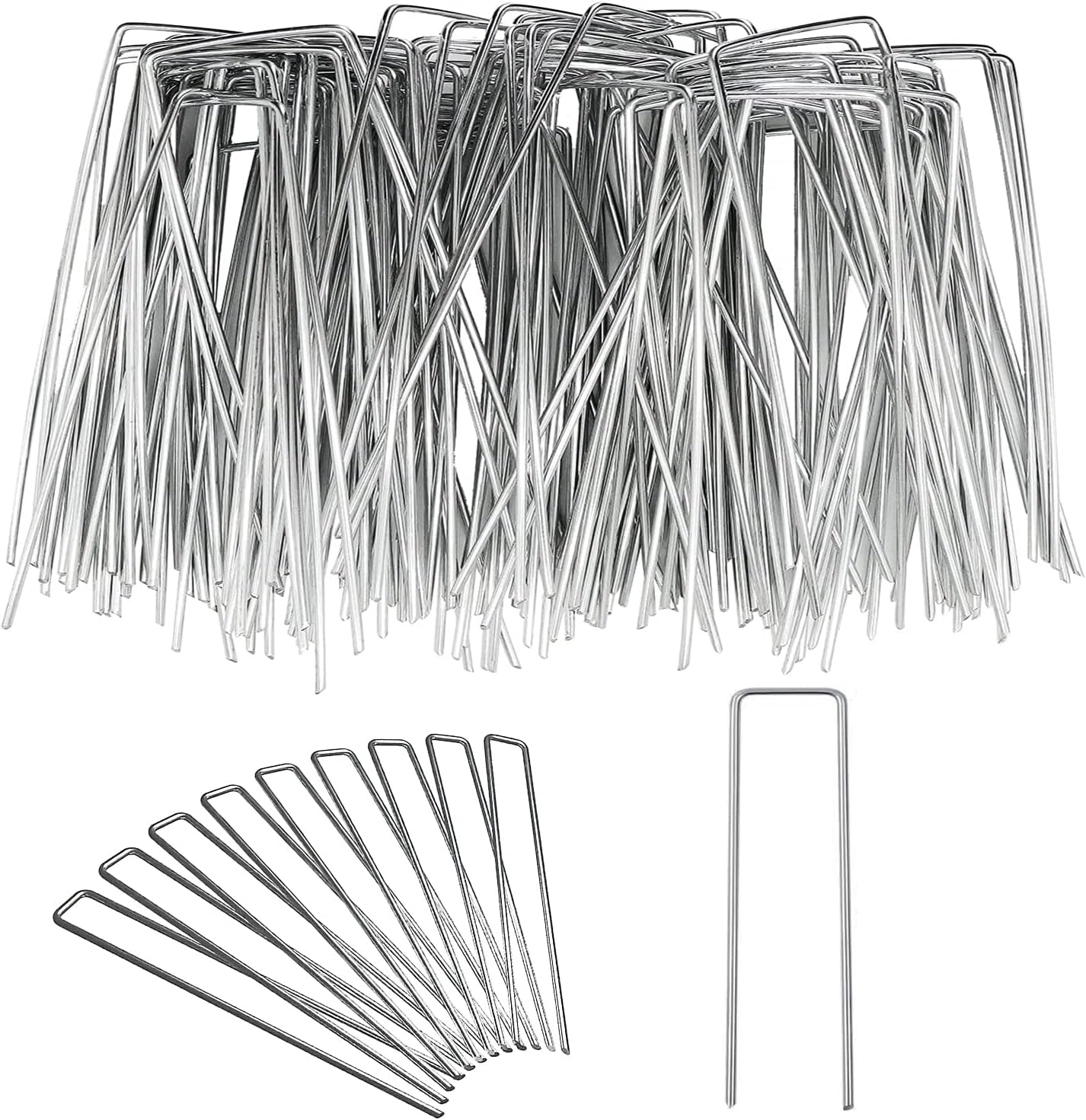 100PCS Garden Stake/Turf U Pins Garden Landscape Staple ，Securing Garden Ground U-Type Turf Staples for Securing Fences Weed Barrier, Landscape Staples for Securings Landscapes Fabric image number 2