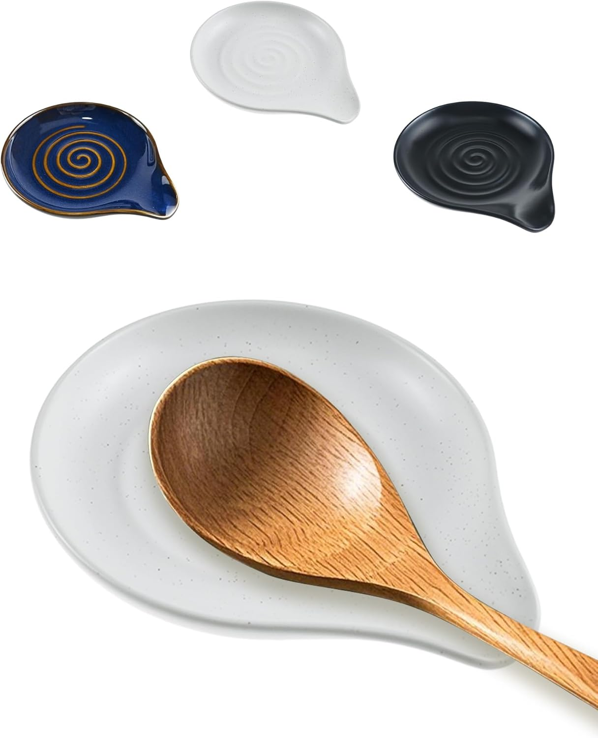 Spoon Rest for Kitchen Counter, Large Heat Resistant Spoon Holder for Stove Top Countertop, Utensil Rest for Cooking,Coffee Spoons, Spoons, Ladles, Spatulas, Tongs, Dishwasher Safe (Blue)