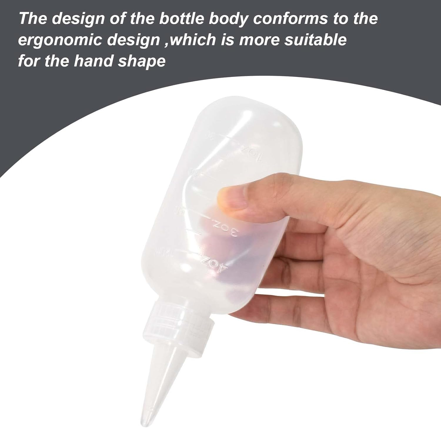 Pack of 2 Applicator Bottles with Tip, 120 Ml / 4 Oz Squeeze Bottle Transparent with Graduated, Plastic Hair Dye Bottles, Plastic Squeeze Bottle for Glue, Crafts, Salon Hair Care (120 Ml) image number 1