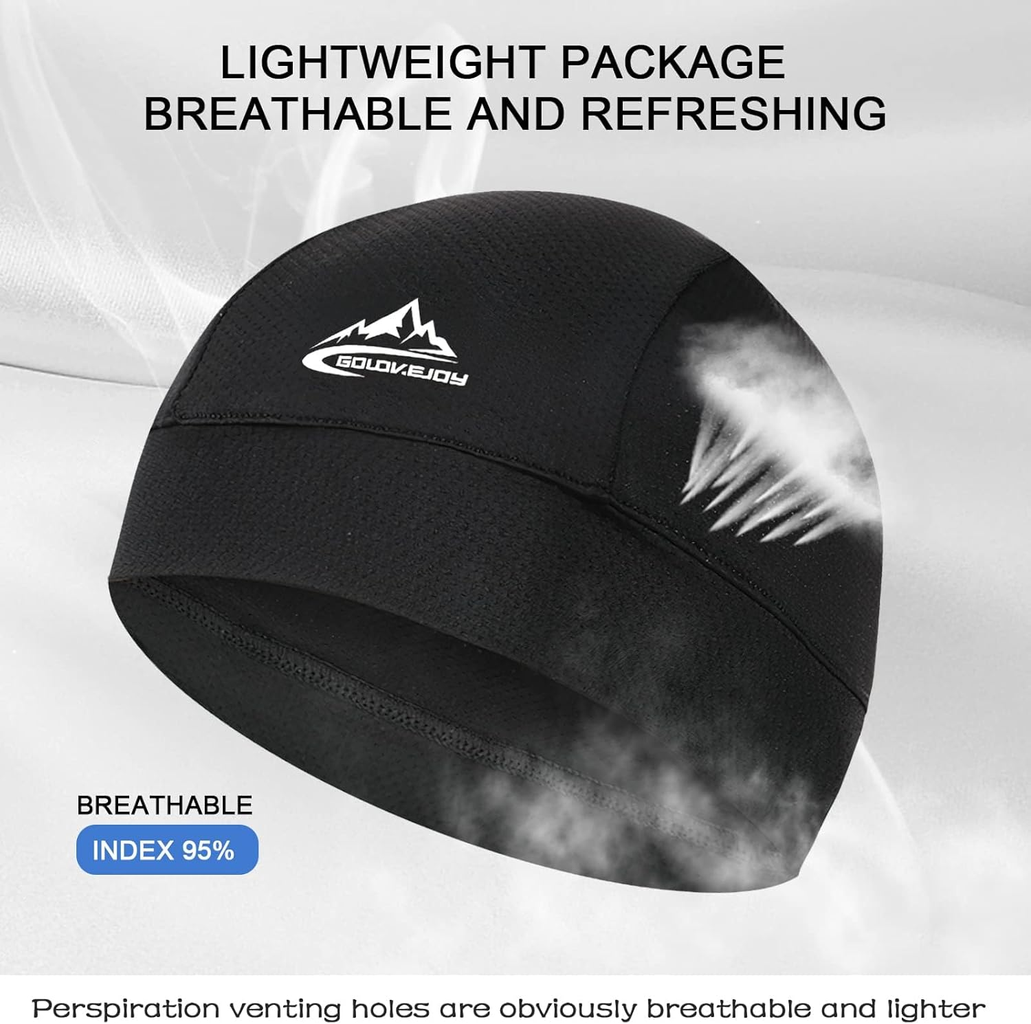 Hapurs 2 Pack Skull Cap Helmet Liner Sweat Wicking Cycling Running Hat, Cycling Skull Caps Wicking Beanie Do Rag Head Wrap for Men Women(Black & Black)