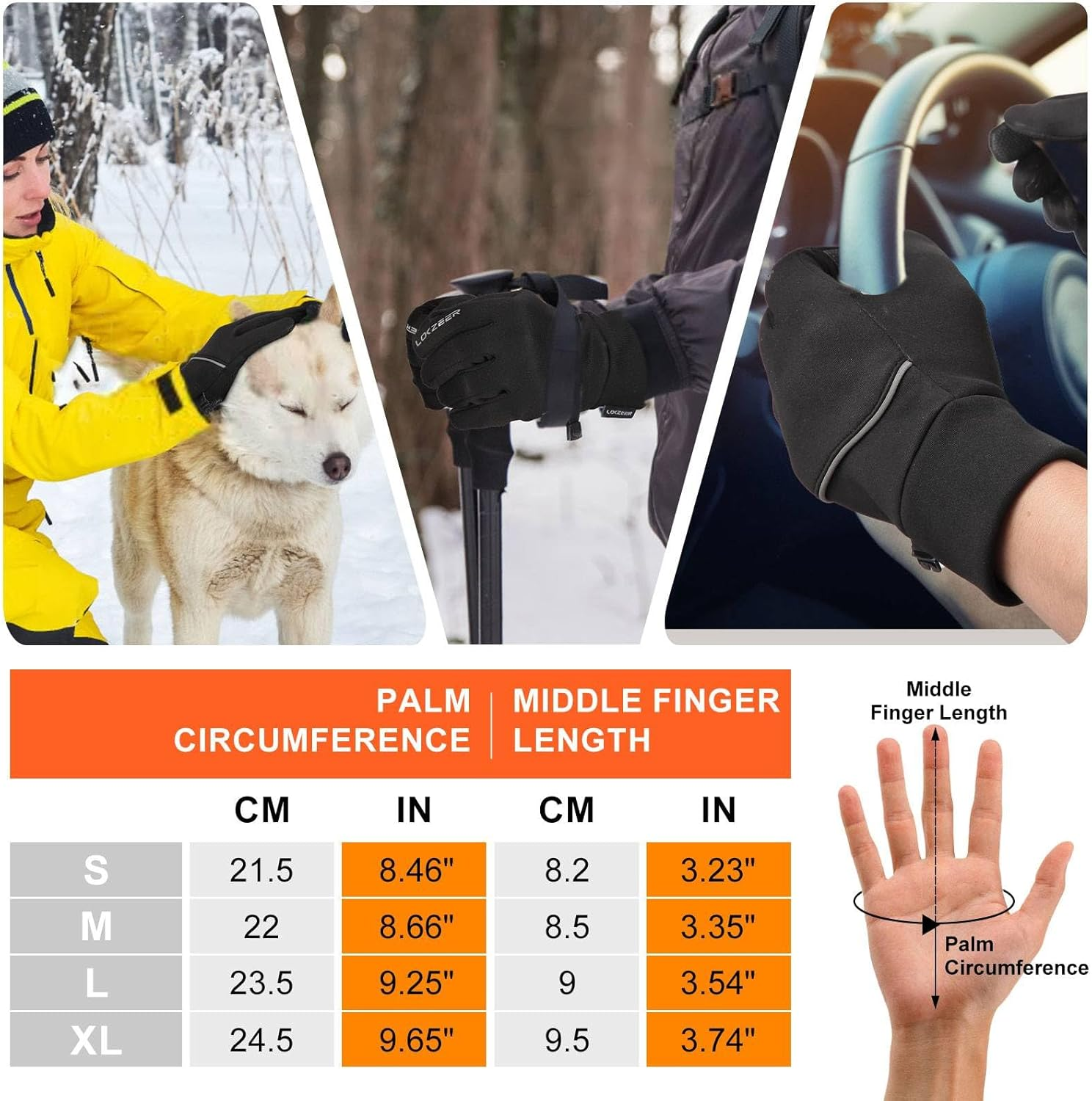 Winter Cycling Gloves for Men Women: Wind Waterproof Thermal Gloves with Touchscreen & Anti-Slip Palm, Lightweight Warm Gloves for Biking, Running, Hiking & Winter Sports - Black image number 1
