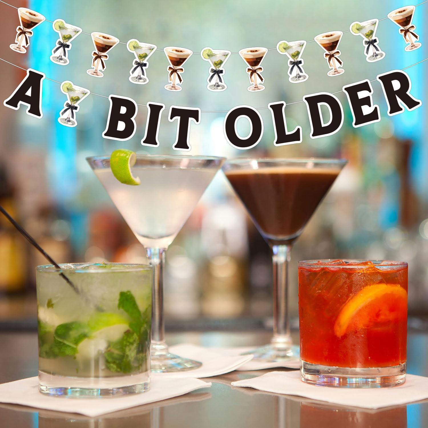 2Pcs Martini Party Banner, Pre-Strung Martini Party Decorations Espresso Martini Garland Martini Glass Banner Martini Birthday Party Decor for Wedding Engagement Bachelorette image number 2