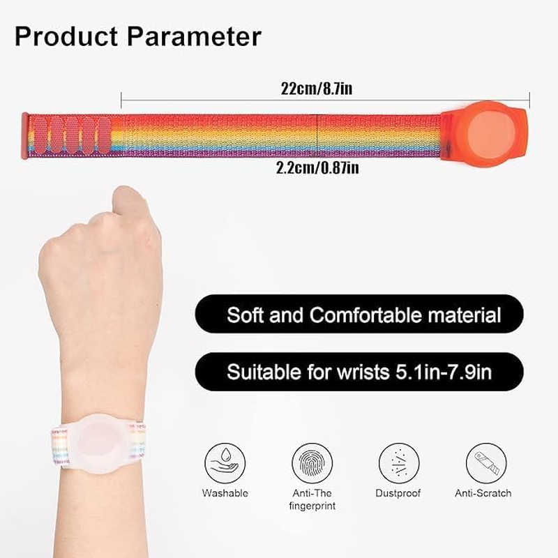 2 Pack Kids Wristband for Airtag, Nylon Watch Band GPS Tracker Holder Protective Case Compatible with Apple Air Tag, Adjustable Anti-Lost Bracelet for Toddler Baby Children Elders image number 3