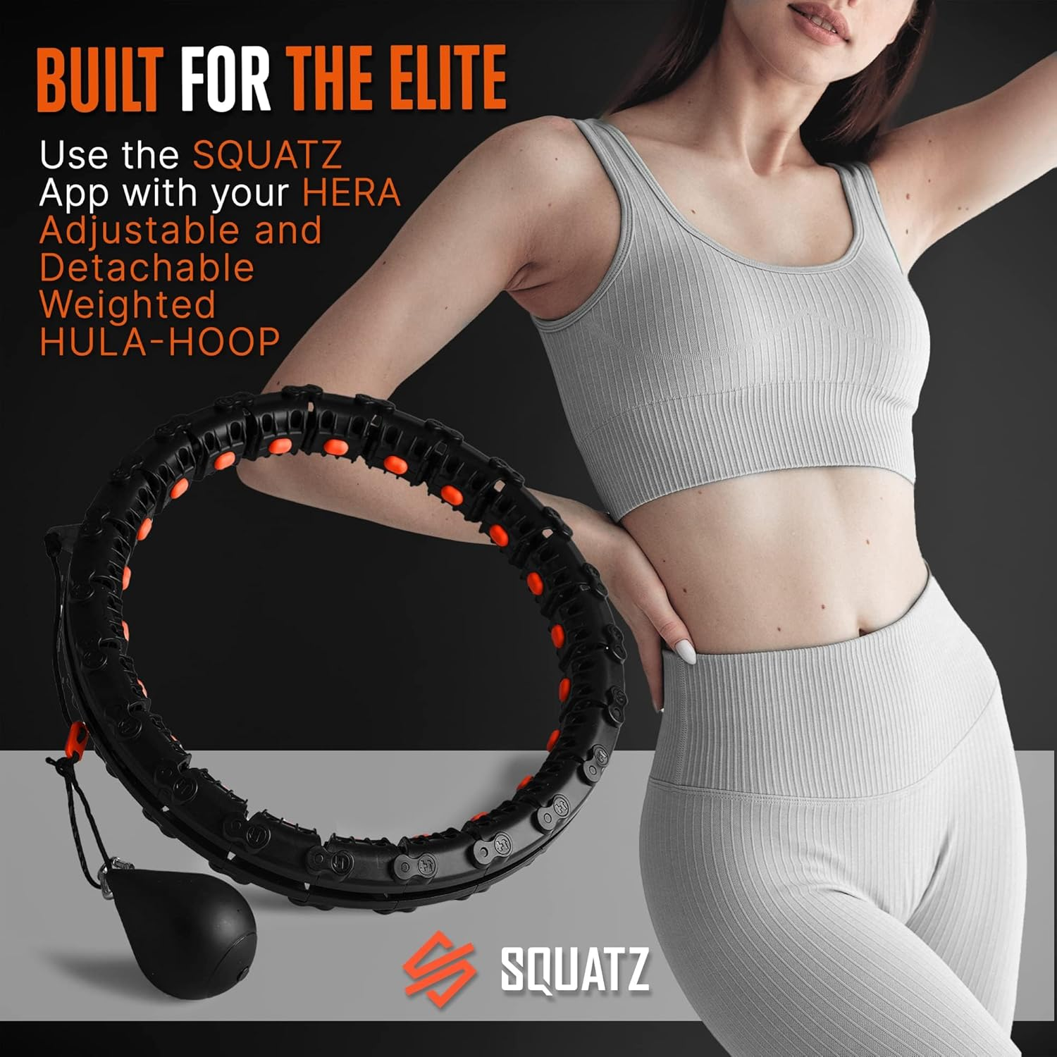 SQUATZ Exercise Hula Hoop for Adults Weight Loss - Weighted Hula Hoop for Workout, Adjustable & Detachable Weighted Hula-Hoop image number 5