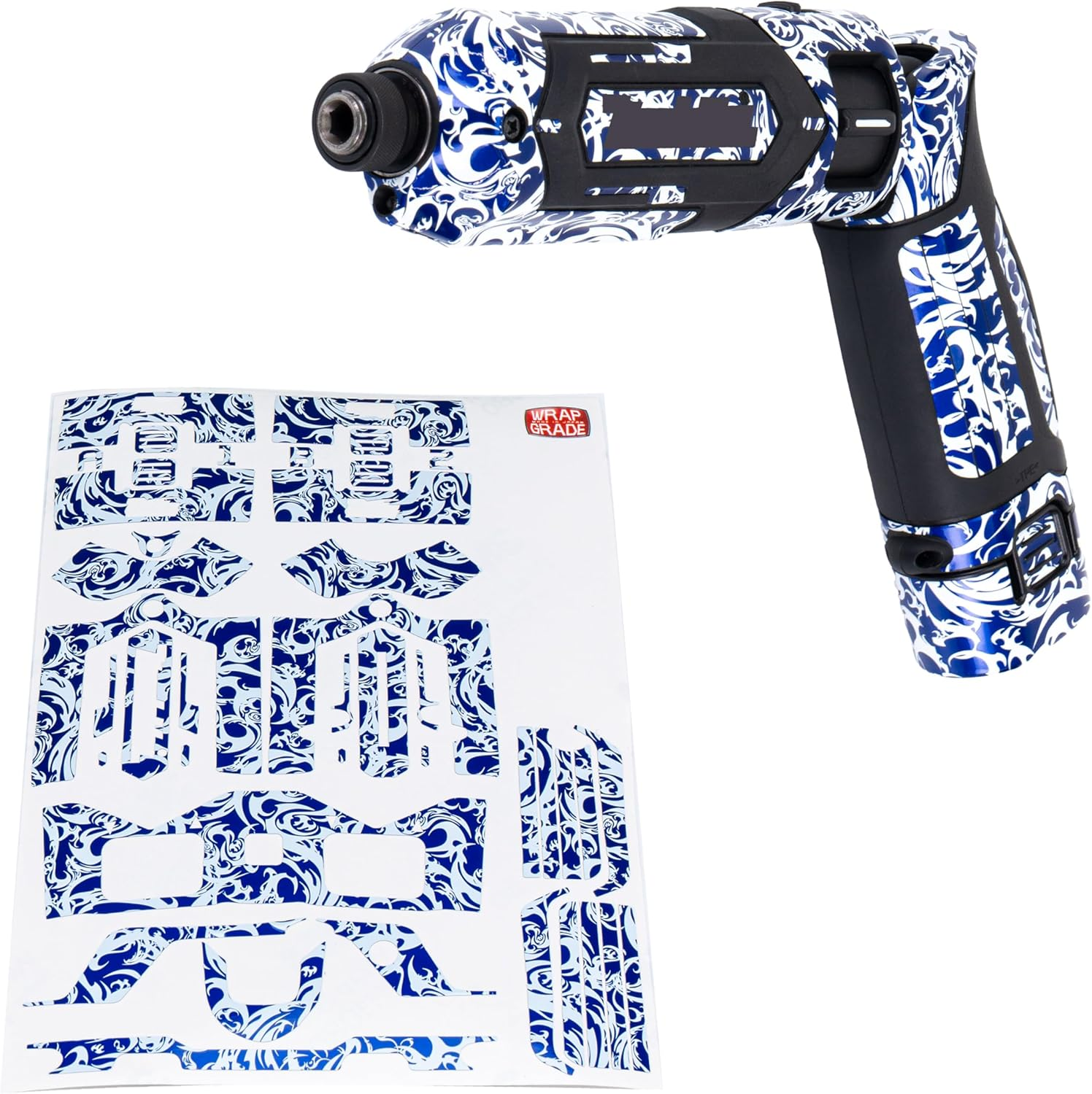 WRAPGRADE Custom Wrap Decal Stickers Compatible with Makita TD022D Impact Driver (Chaos Tribal Blue)