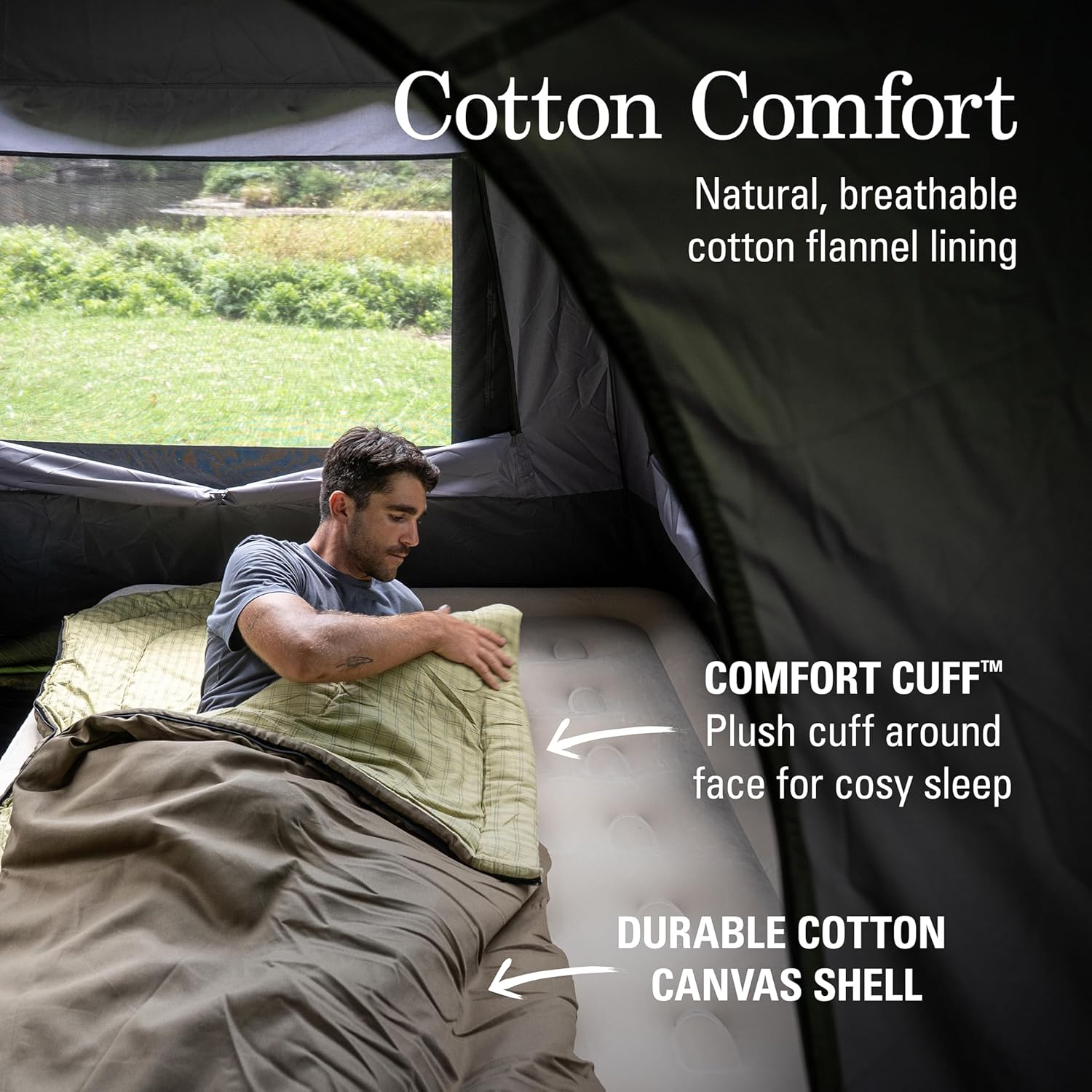 Coleman Big Game -6&deg;C Hooded Sleeping Bag | XL 233X102Cm, Cold Weather, Polyester Fill with Extra Heat Retention, 100% Cotton Lining & Shell, Large Stuff Sack, Full Cover Construction, Easy to Pack image number 2