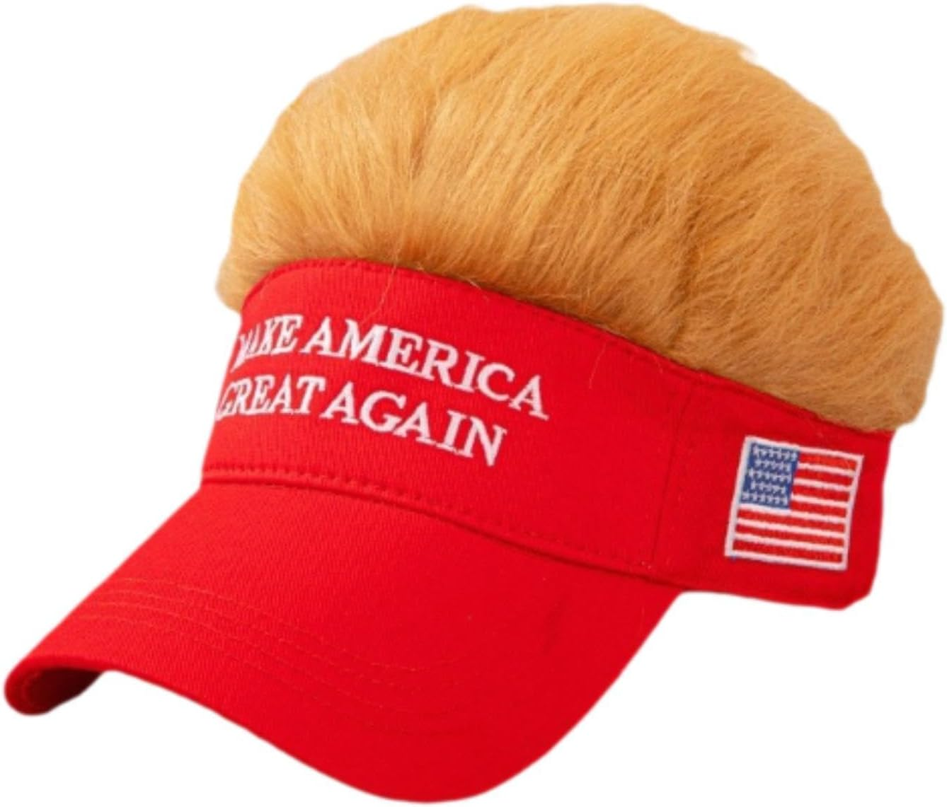 Ａ Aternee Adjustable Men Trump Hat Make America Great Again with Hair, Baseball Cap Sun Hat,Decoration Funny,Novelty Wig Cap,Visor with Hair for Sports,Adults,Outdoor Activities Red image number 1