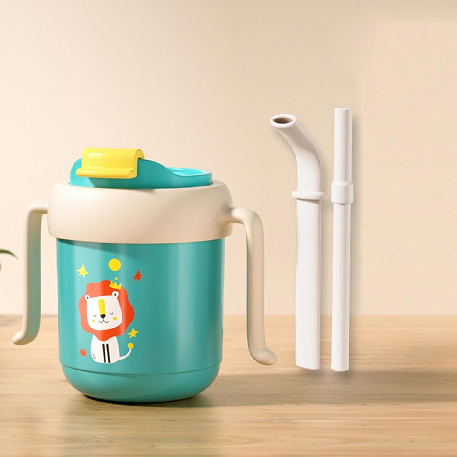 No Spill Cups for the Elderly, Water Bottle for Elderly, 300 Ml Drinking Cup for Elderly, Leak-Proof Cup with Handles, Senior Care Cup for Patients In - Green image number 2