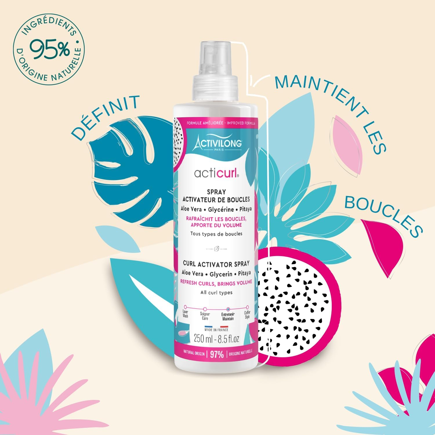 Activilong Acticurl Curl Activator Spray Aloe Vera Glycerin Pitaya 250 Ml