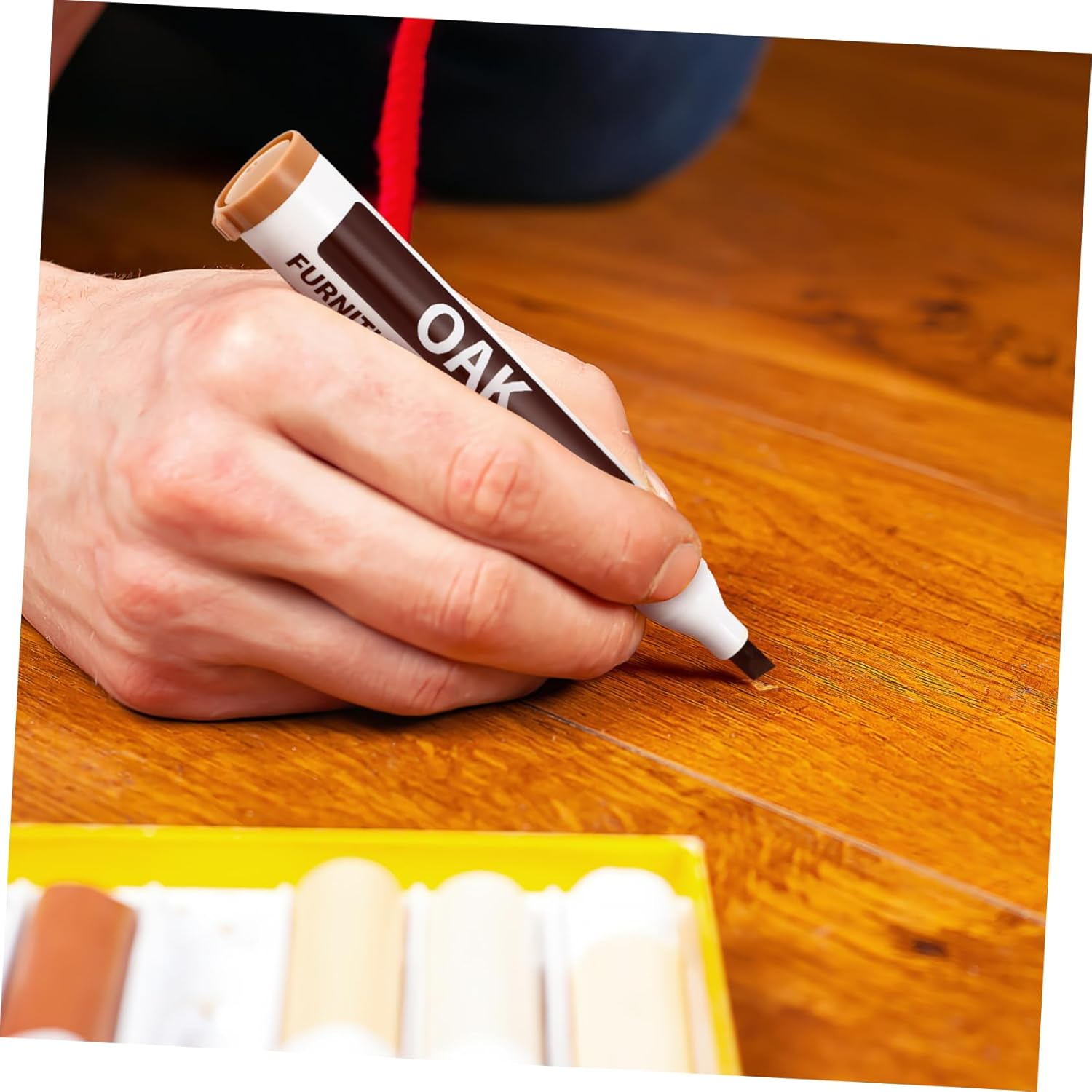 6 Pcs Furniture Touch up Markers Quick Drying Repair Pens with Six Colors for Concealing Scratches Worn Edges and Blemishes Tables Cabinets Floors image number 1