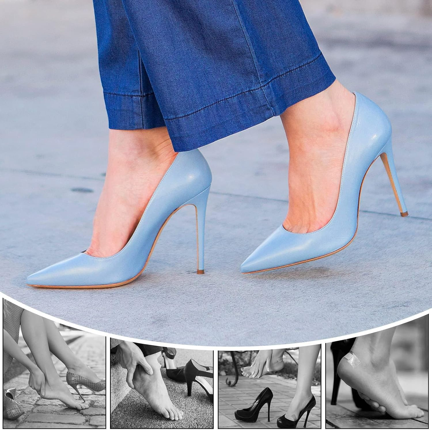 YBVABE Heel Grips for Shoes Too Big - 8 Pieces Self-Adhesive Heel Cushion Inserts to Prevent Slipping, Rubbing, Blisters, Foot Pain, Heel Protectors Liner to Improve Shoe Fit & Make Shoes Fit Tighter (Beige) image number 3