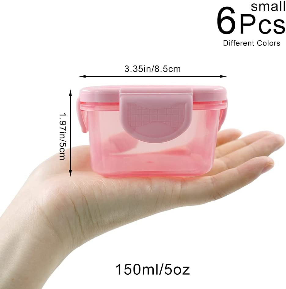 6Pcs Small Food Storage Containers with Leakproof Lids, Condiment Sauce Containers, Airtight Freezer Storage, Dishwasher and Microwave Safe, 5Oz image number 2