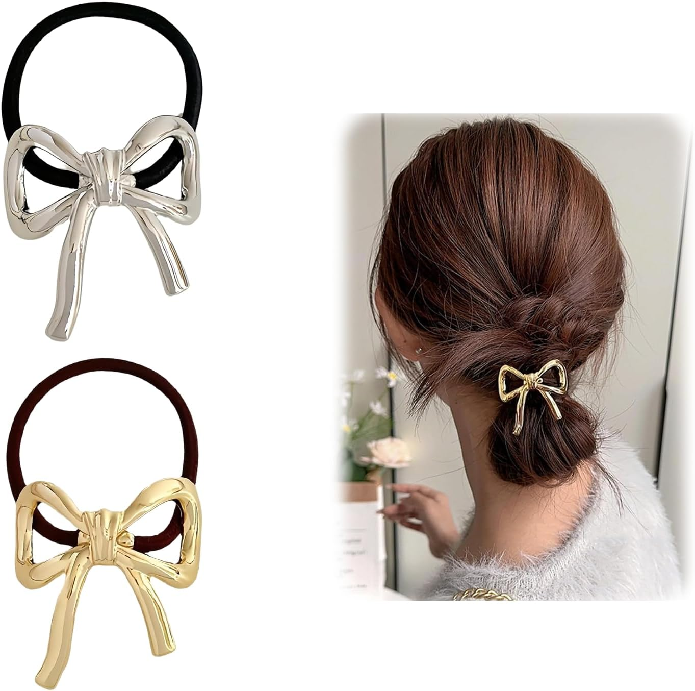 CALLYSONIC Hair Bow, Pack of 2 Hair Clips Bow, Hair Bow, Bow Hair Clips for Girls image number 6