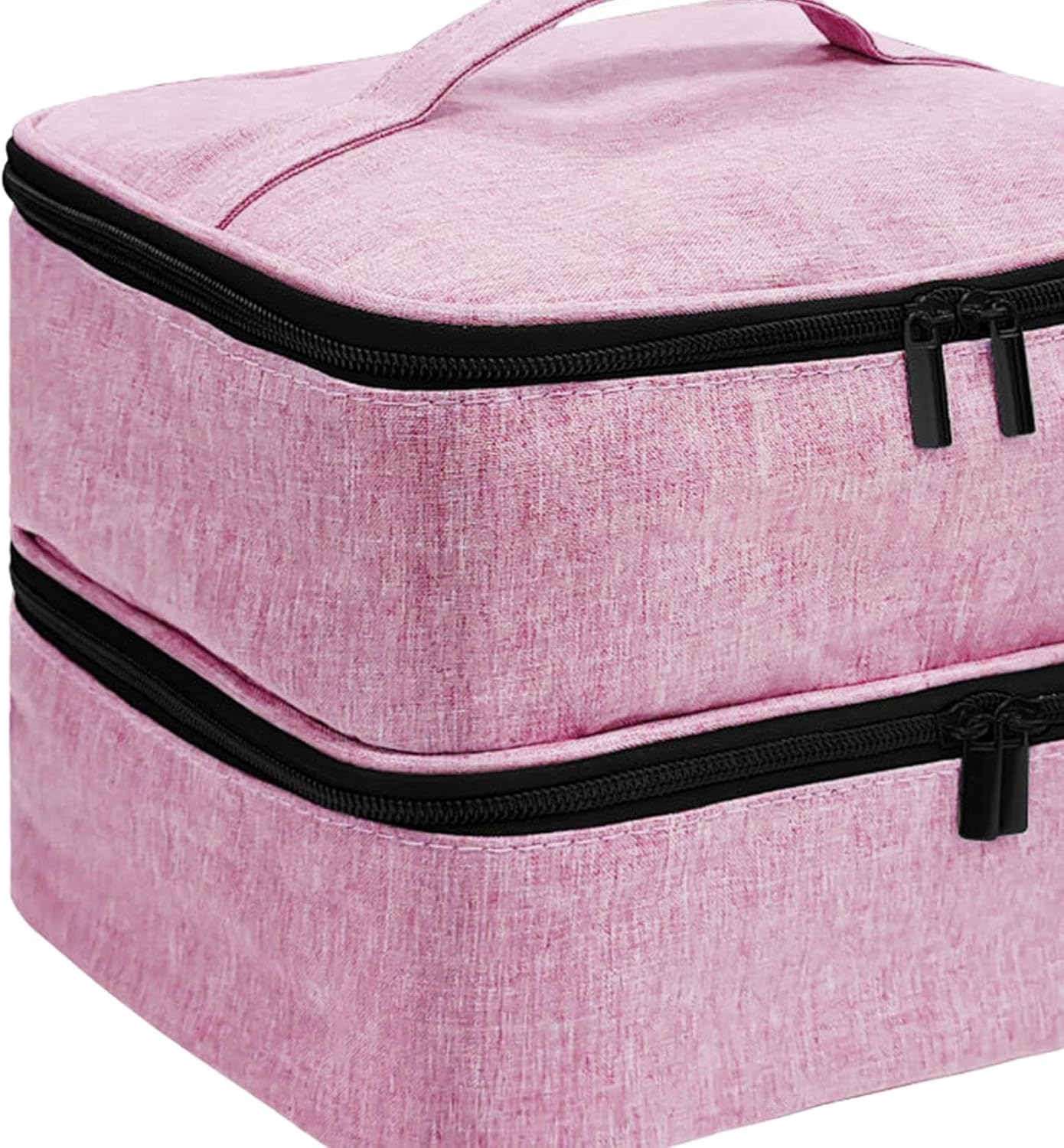 Eigell Carrying Tote Bag,Storage Bag Travel Nail Polish Organizer Case Zipper Pocket for Makeup,Nail Lamp,Nail Polish Kits,Gel Nails, Pink image number 3