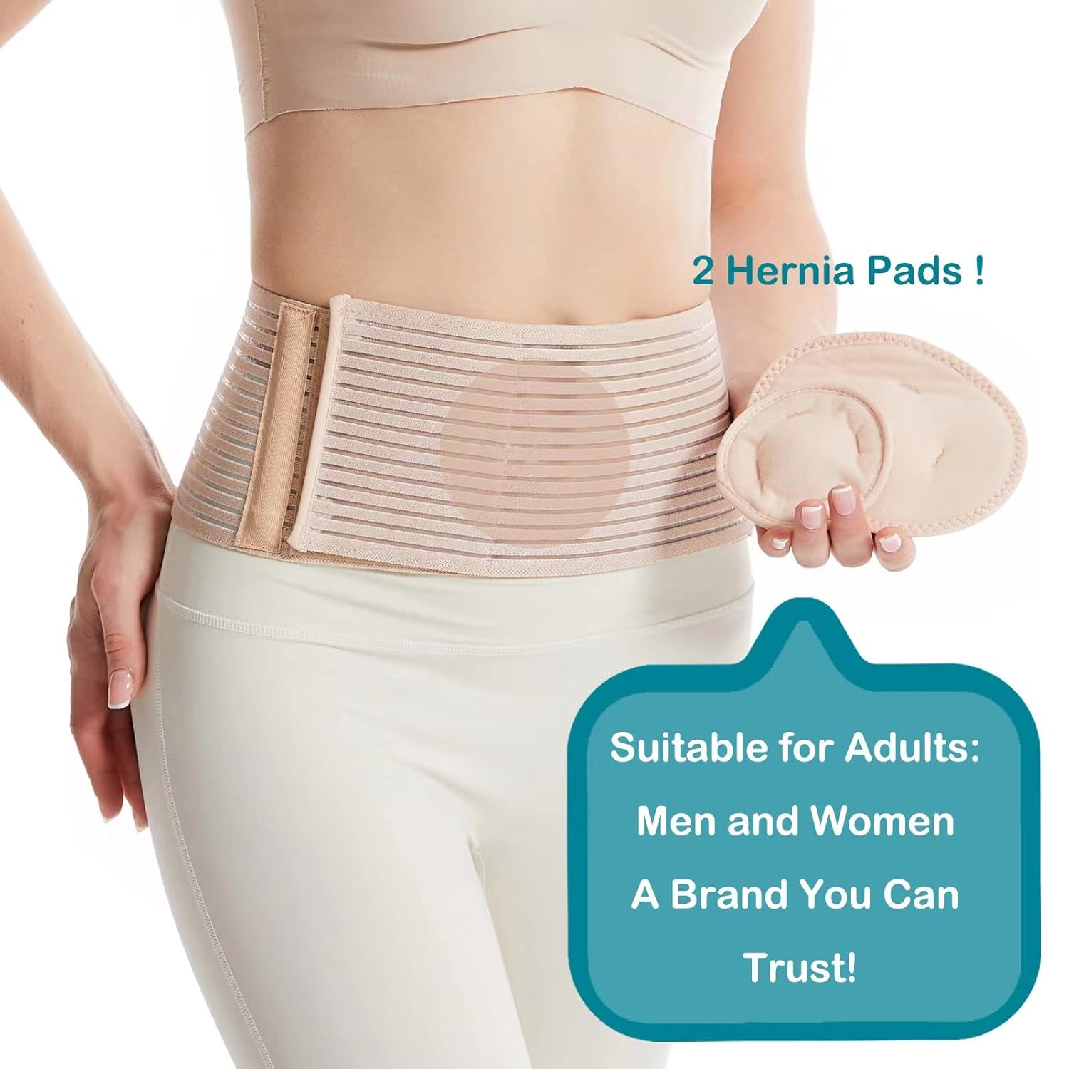 Umbilical Hernia Belt | Abdominal Hernia Belt for Men & Women | Belly Button Umbilical Hernia Binder W/ 2 Hernia Compression Pads | Ventral, Epigastric & Post Surgery Support Belts image number 5