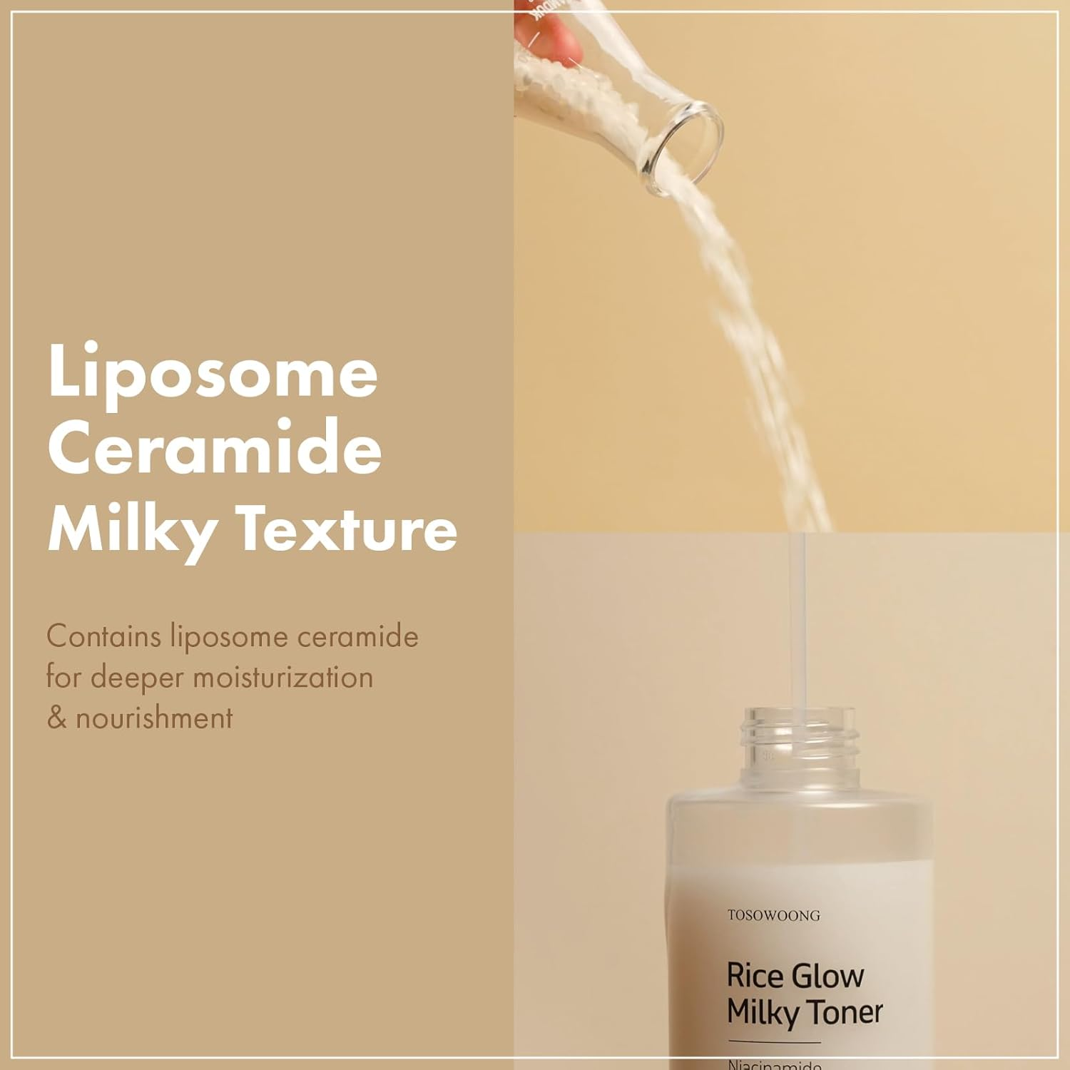 TOSOWOONG Rice Glow Milky Toner with 784,000Ppm Korean Rice Water, Niacinamide, Ceramides, Panthenol, Glow, Glass Skin, Hydrating, Purifying, Fragrance-Free, Korean Skin Care, 250Ml, 8.45 Fl.Oz. image number 4