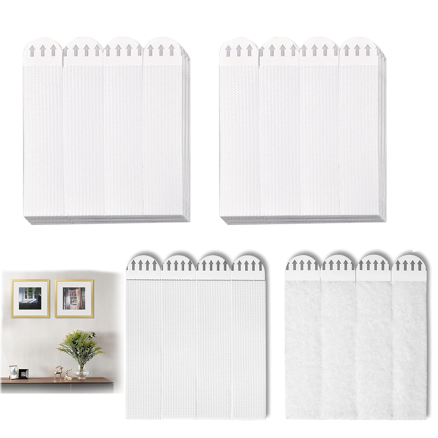 24 Pairs Picture Hanging Strips Heavy Duty, Poster Hanger, Removable Picture Hooks and Loop Tape Picture Hanger, Waterproof Adhesive Strips without Nails for Frame Hanging and Christmas Decorations image number 2